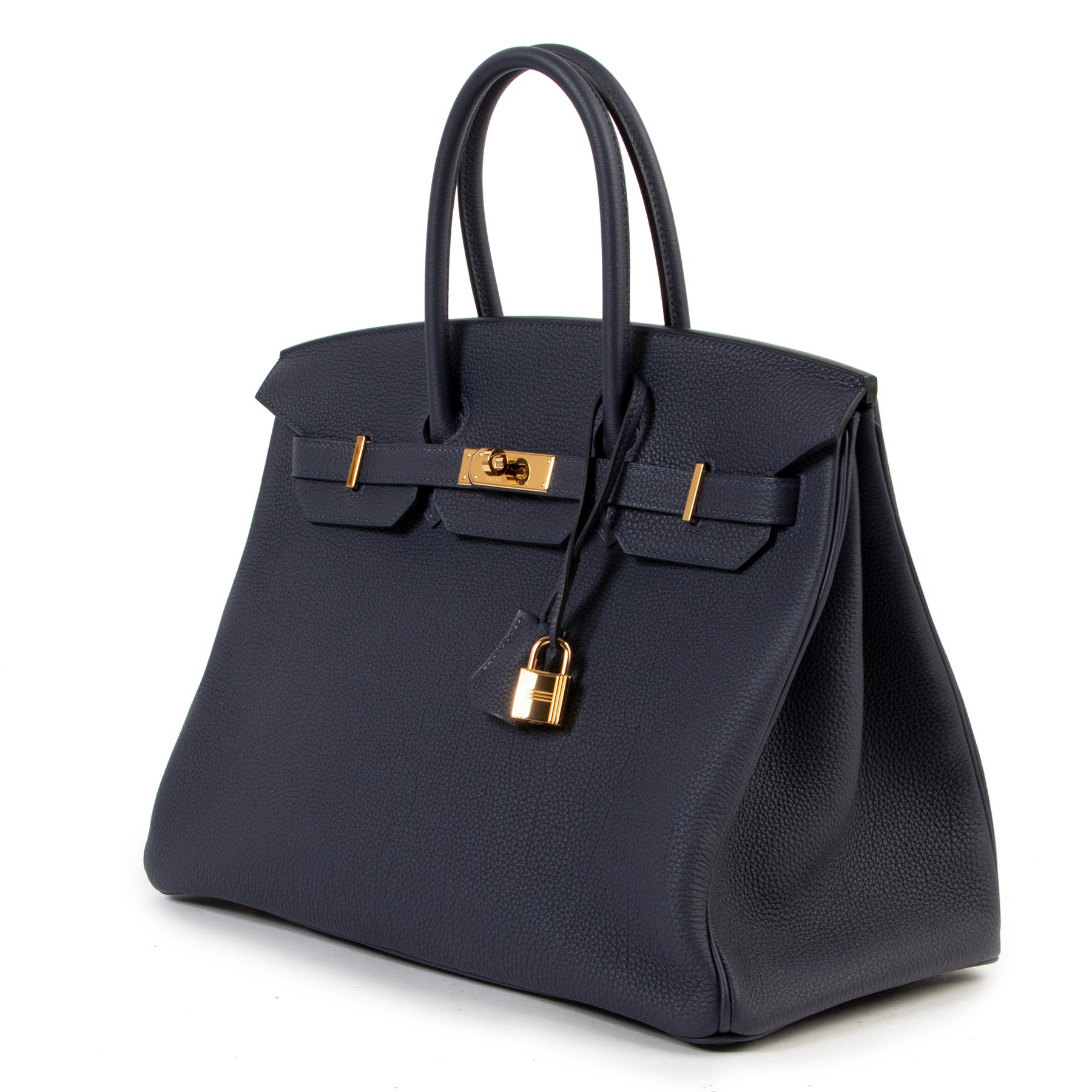 Black Hermès Birkin 35 Togo Bleu Nuit GHW