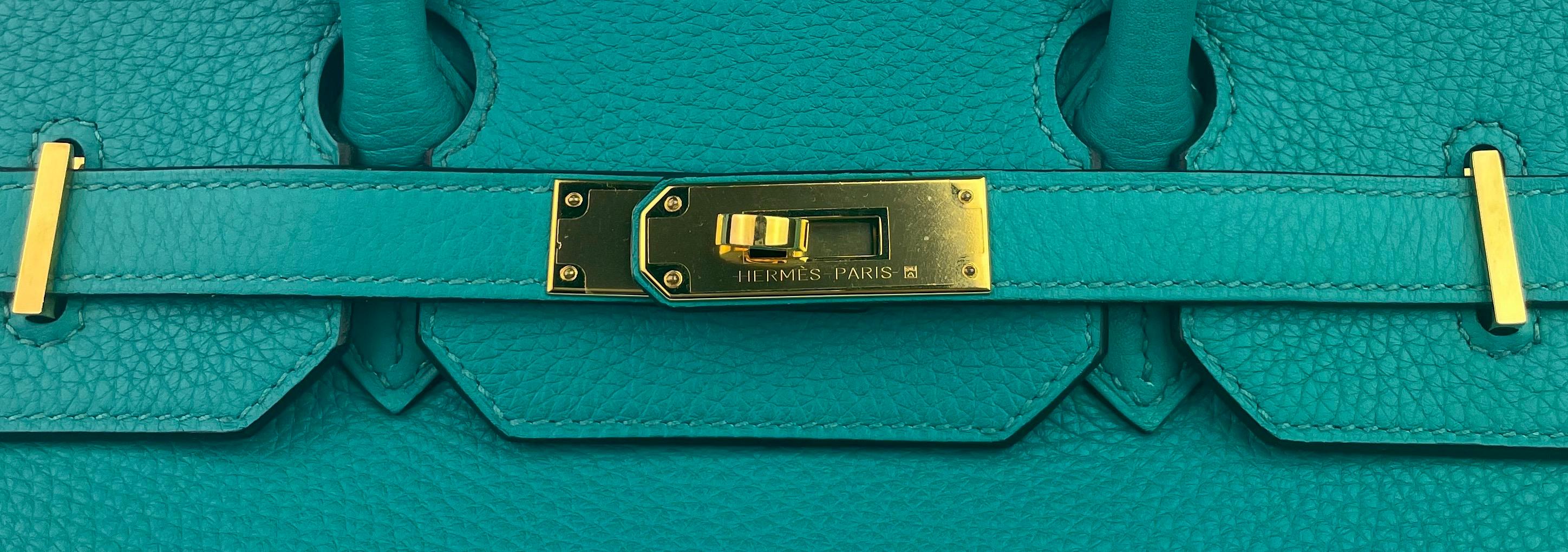 Hermes Birkin 35 Togo Blue Paon Gold Hardware With Plastic  In Excellent Condition In Miami, FL