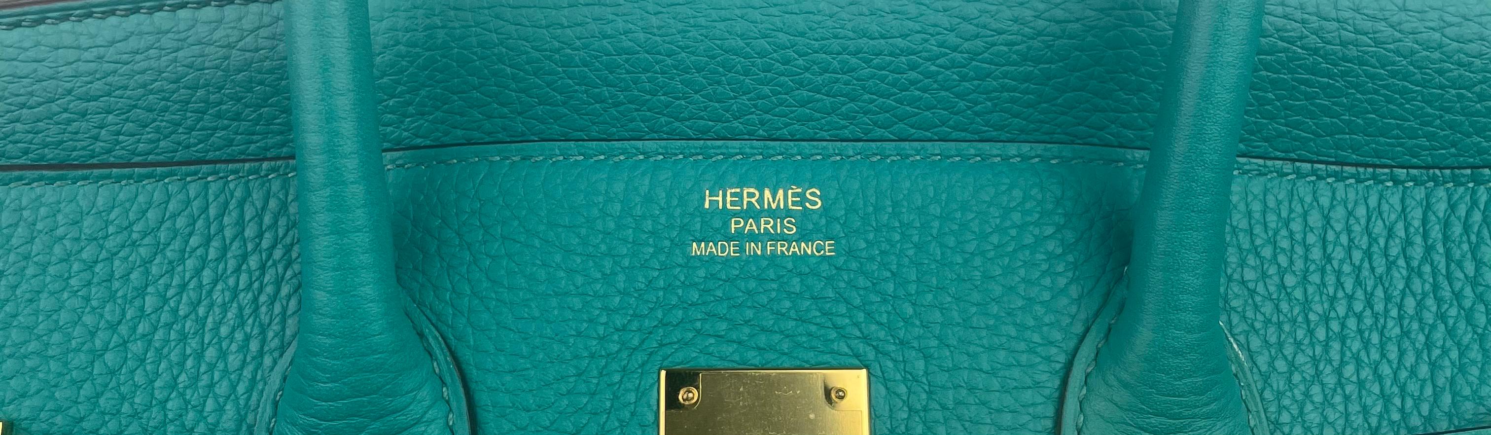 Women's or Men's Hermes Birkin 35 Togo Blue Paon Gold Hardware With Plastic 