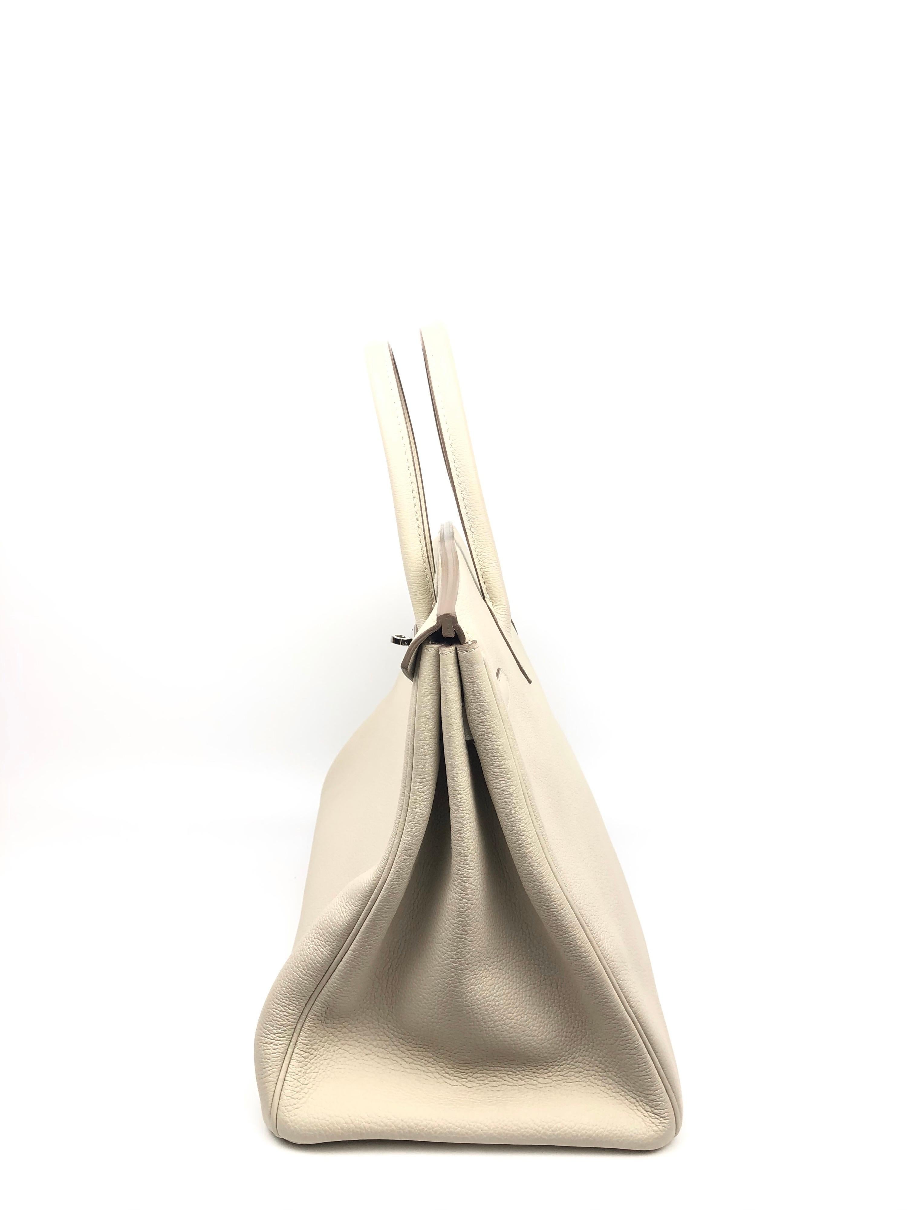 Hermes Birkin 35 Togo Craie Beige White Palladium Hardware 2016 In Fair Condition In Miami, FL