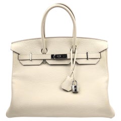 Hermes Birkin 35 Togo Craie Beige White Palladium Hardware 2016