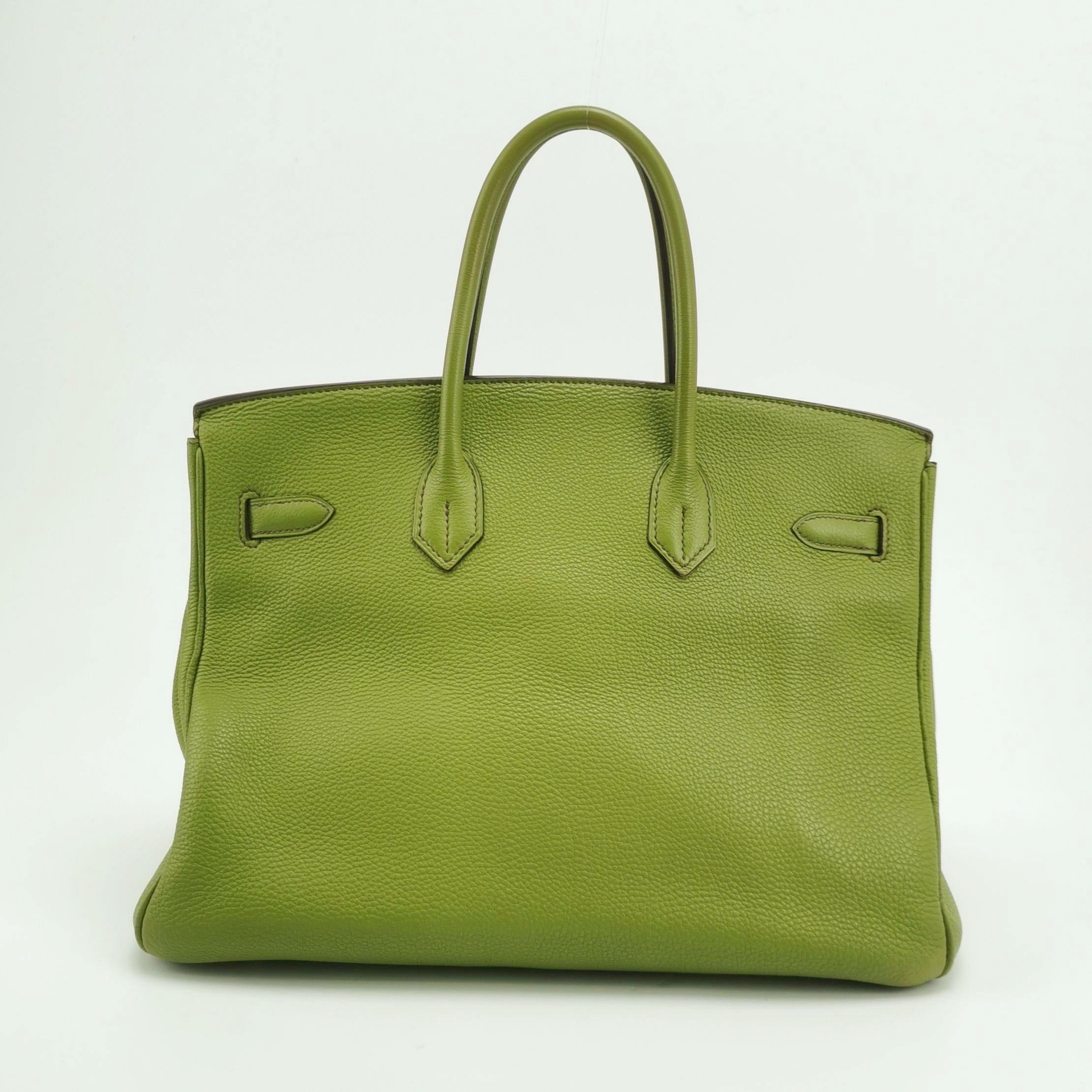 Brown Hermès Birkin 35 Togo Green Vert Anis 37 Palladium Hardware 2008