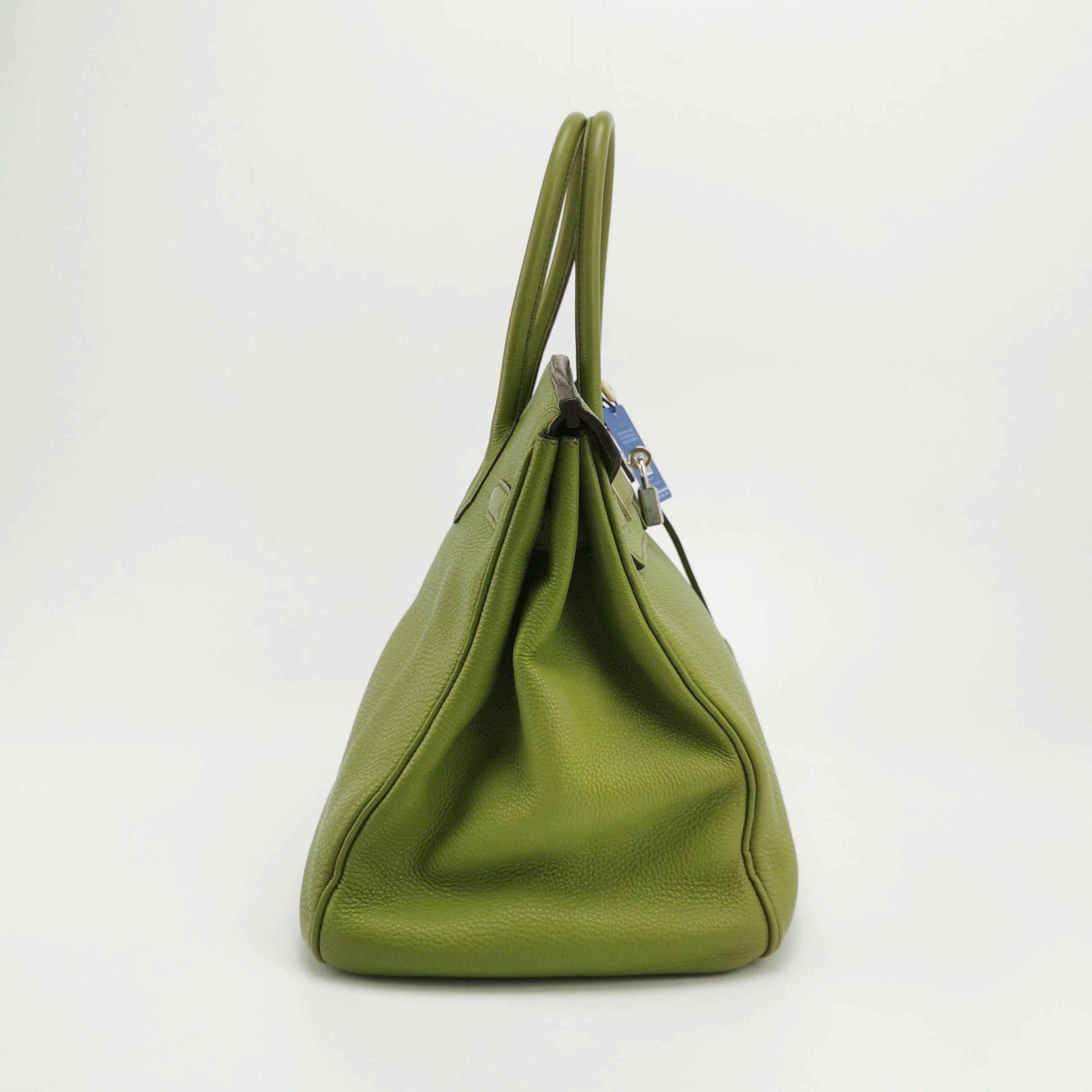 Women's Hermès Birkin 35 Togo Green Vert Anis 37 Palladium Hardware 2008