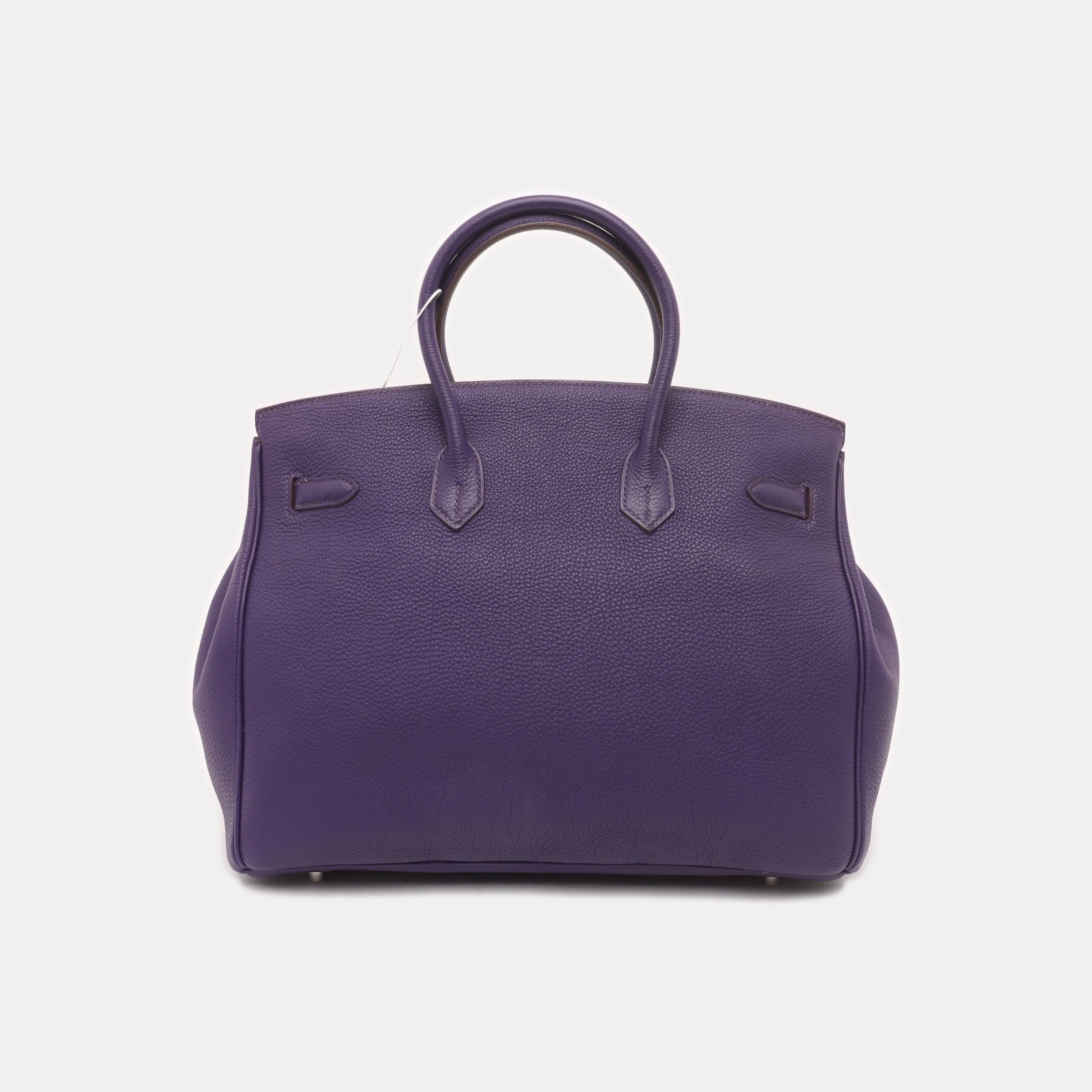 Hermes Birkin 35 Togo Iris Violet Purple Palladium Hardware In Good Condition In AUBERVILLIERS, FR