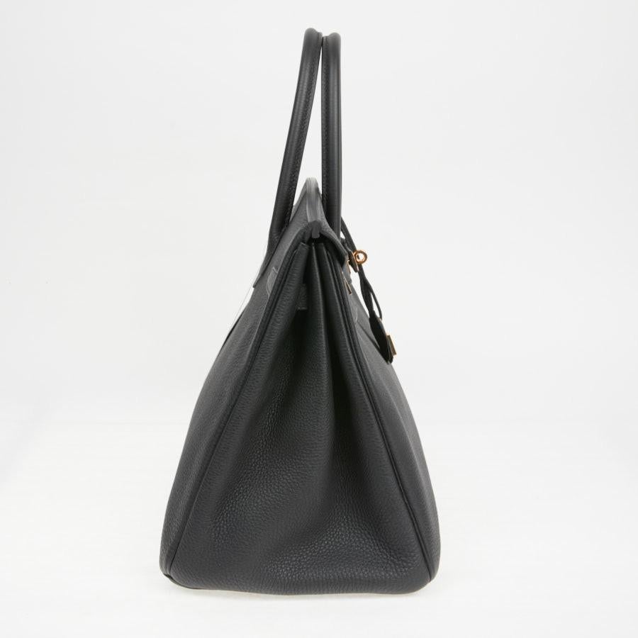 HERMES Birkin 35 Top Handle Bag in Black Togo Leather In Excellent Condition In Paris, FR