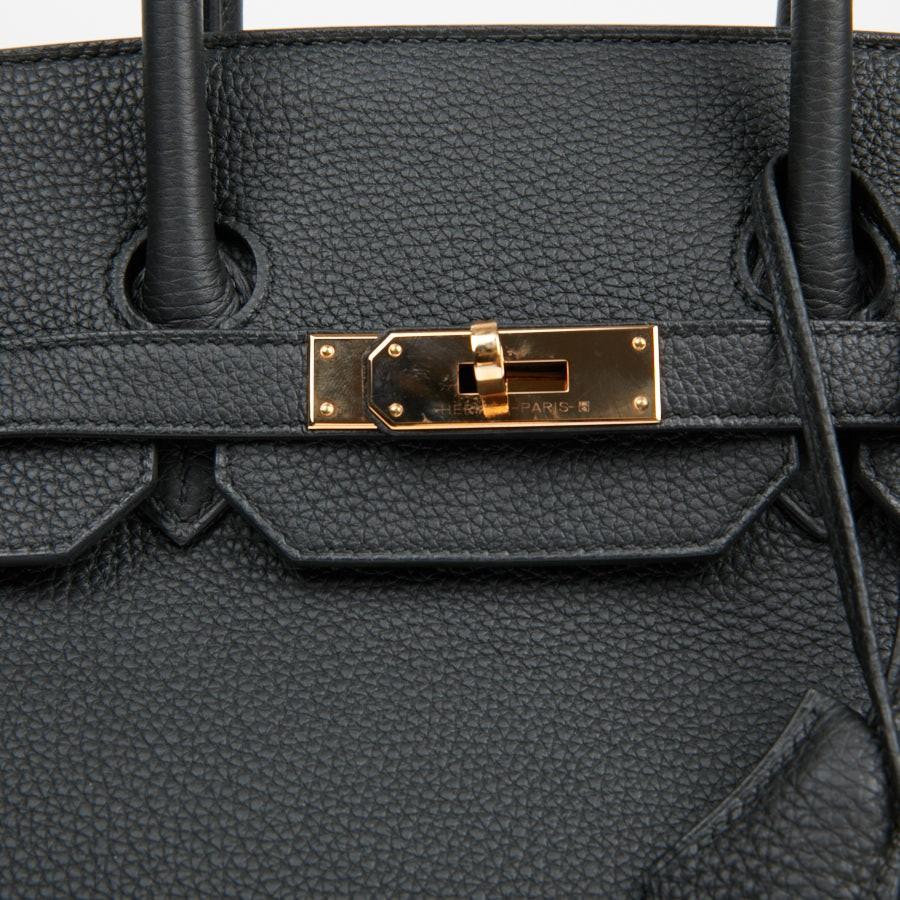 Women's HERMES Birkin 35 Top Handle Bag in Black Togo Leather