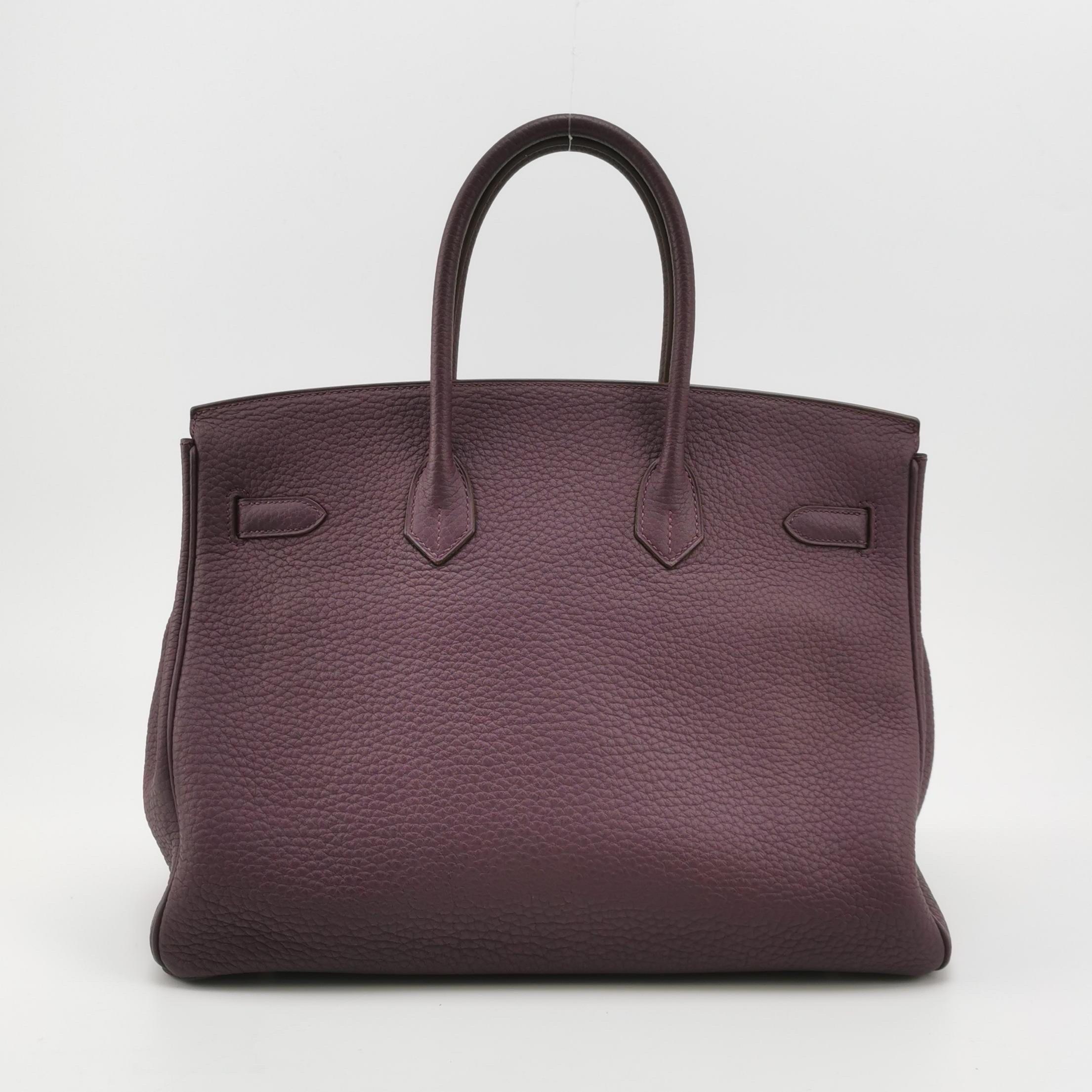 Hermès Birkin 35 Torillon Clemence Piel N5 Cassis Violeta Palladium Herraje 2 en Bueno Estado en AUBERVILLIERS, FR