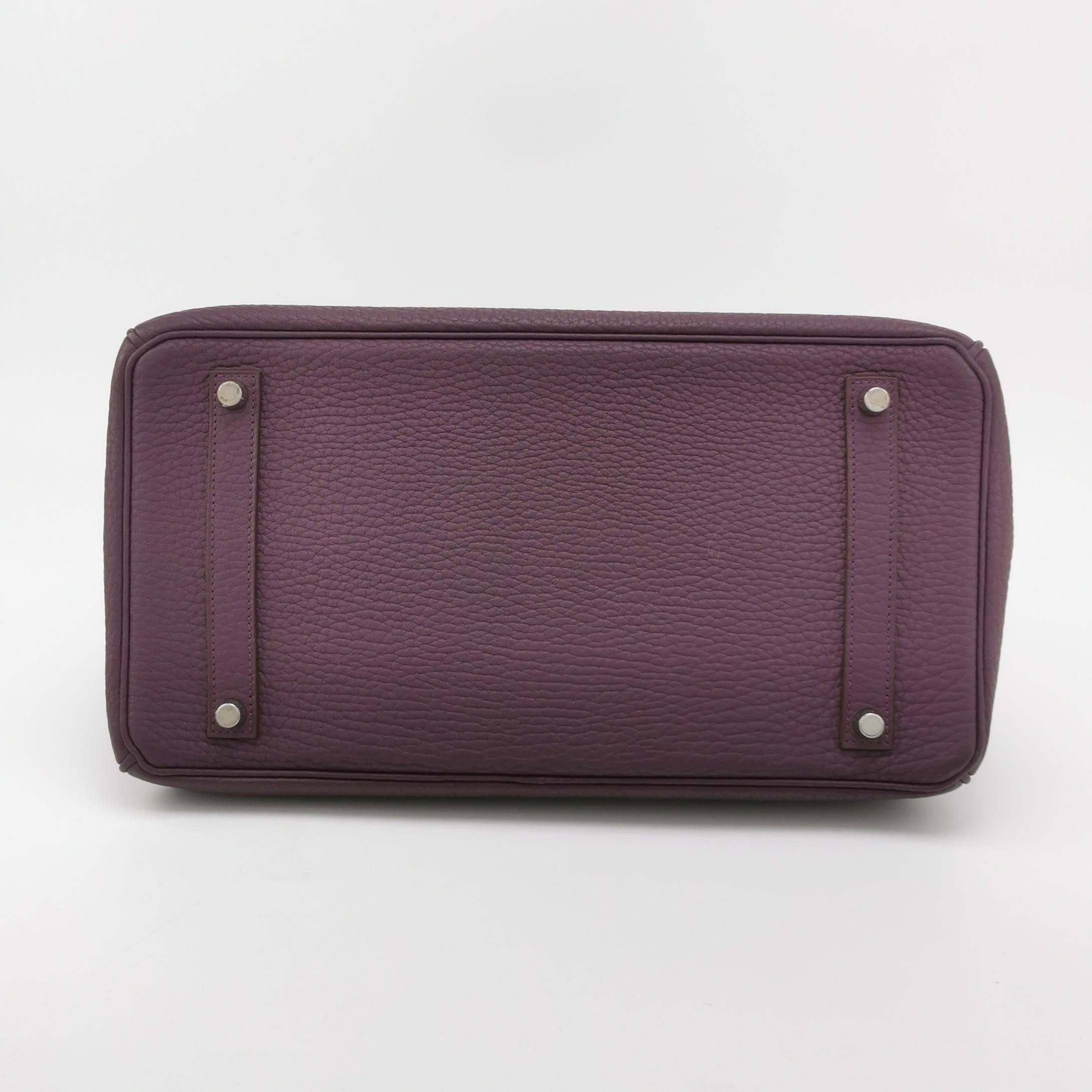 De las mujeres Hermès Birkin 35 Torillon Clemence Piel N5 Cassis Violeta Palladium Herraje 2