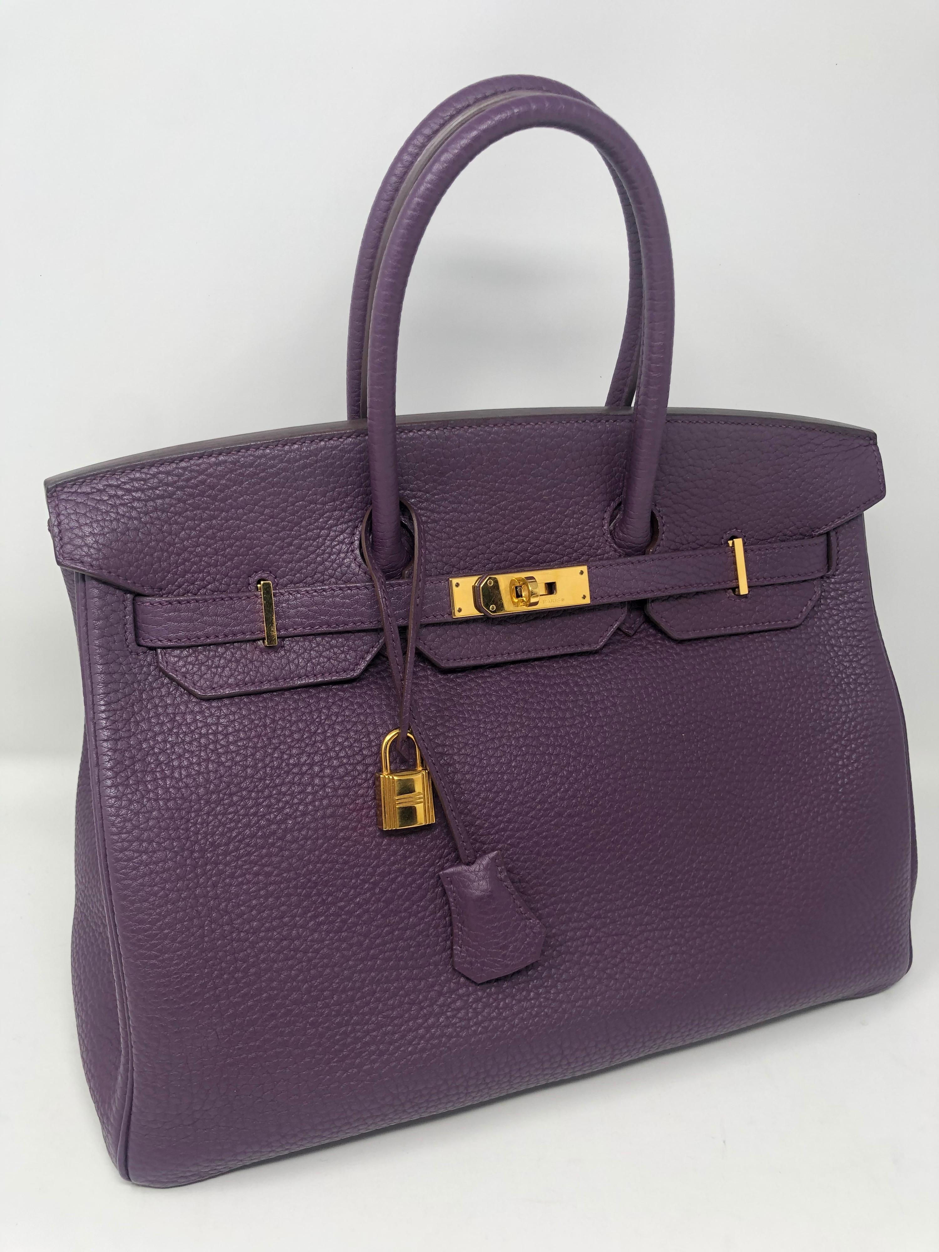 Hermès Birkin 35 Cassis Clemence Leather Bag  8