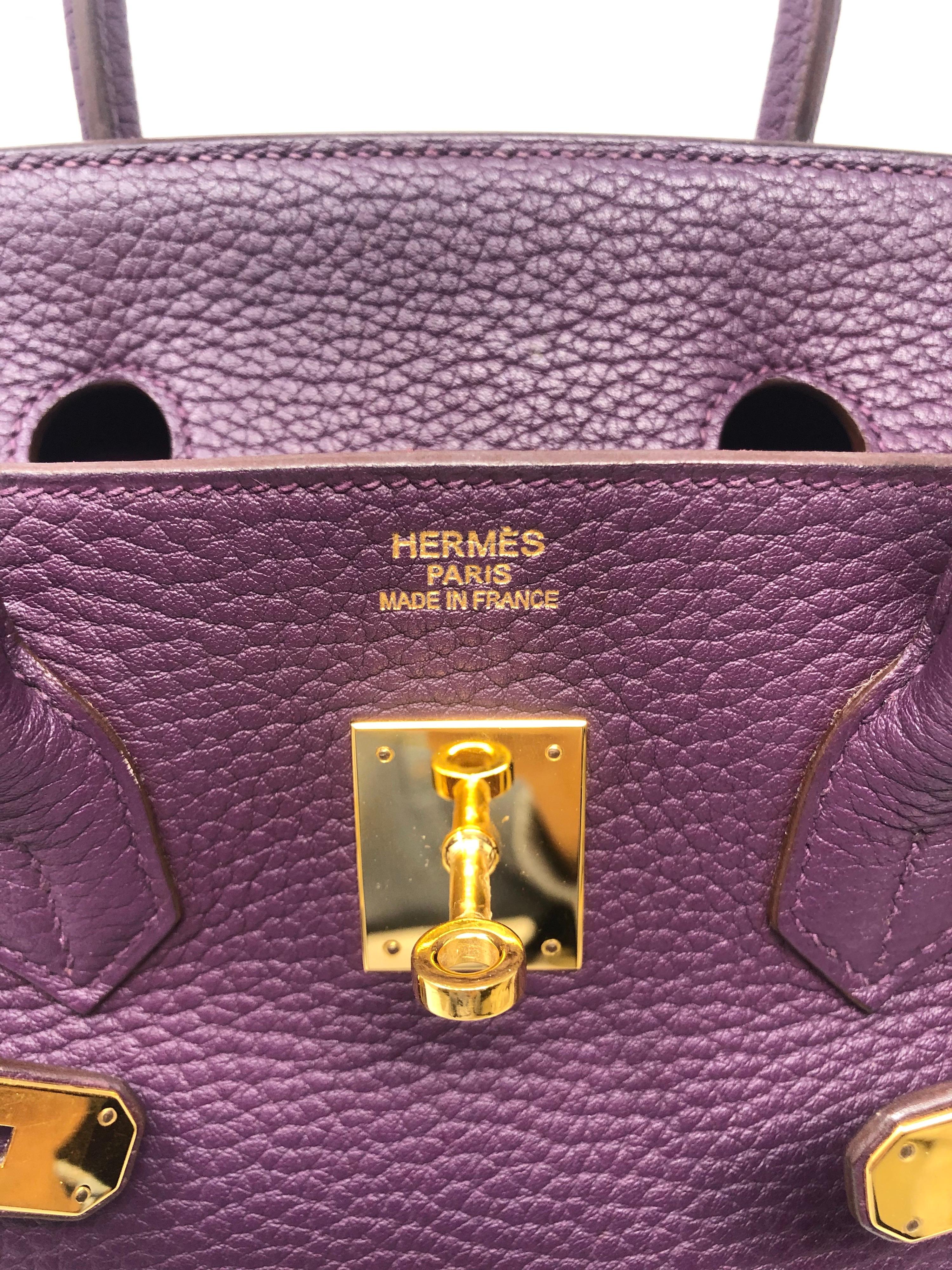 Women's or Men's Hermès Birkin 35 Cassis Clemence Leather Bag 