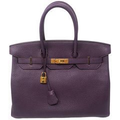 Hermès Birkin 35 Cassis Clemence Leather Bag