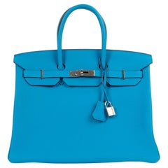 Hermès Birkin 35 Verso Blue Zanzibar/Malachite Togo PHW