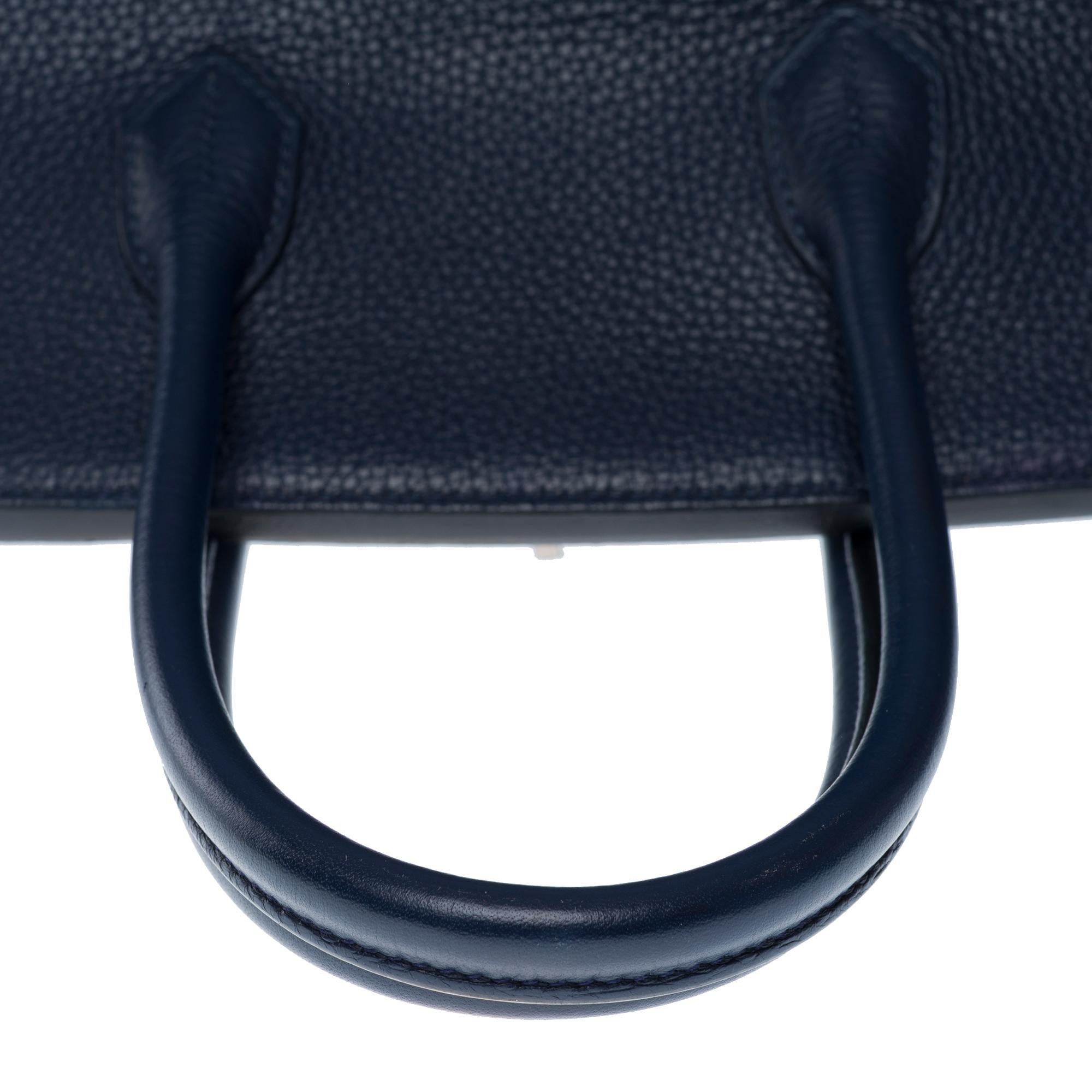 Hermès Birkin 35 Verso handbag in Bleu nuit Togo leather & Pink interior , PHW For Sale 5
