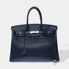 Hermès Birkin 35 Verso handbag in Bleu nuit Togo leather & Pink interior , PHW