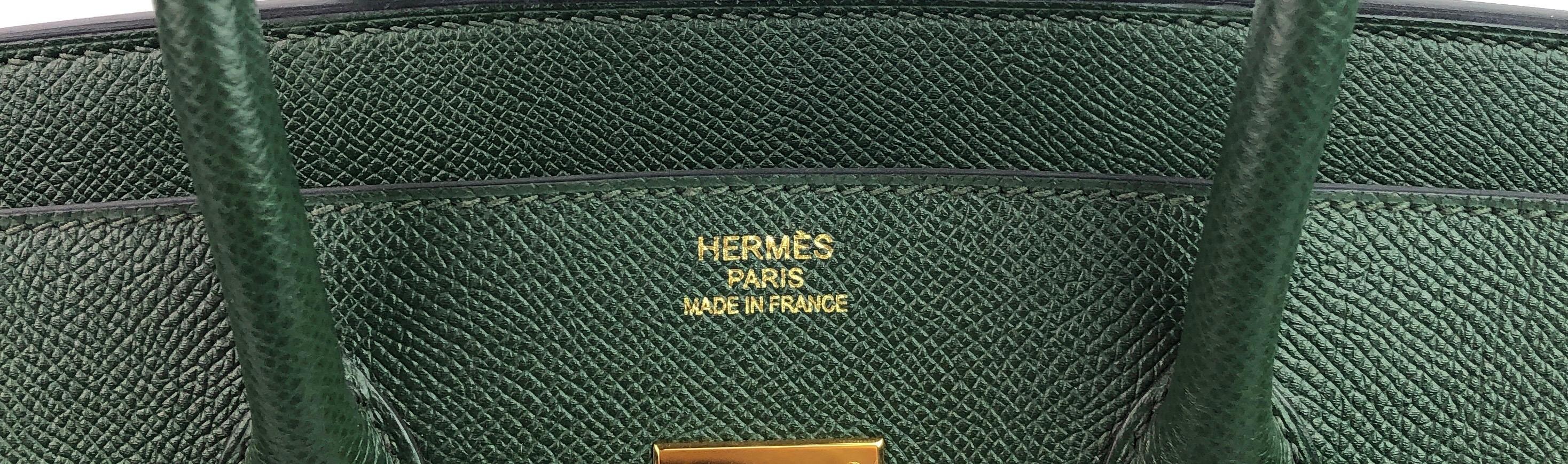 Black Hermes Birkin 35 Vert Anglais Green Gold Hardware