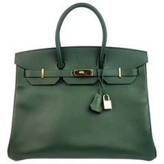 Hermes Birkin 35 Vert Anglais Greene & Greene Hardware