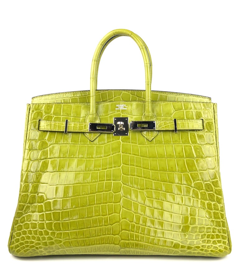 Birkin 35 crocodile handbag Hermès Green in Crocodile - 23000001