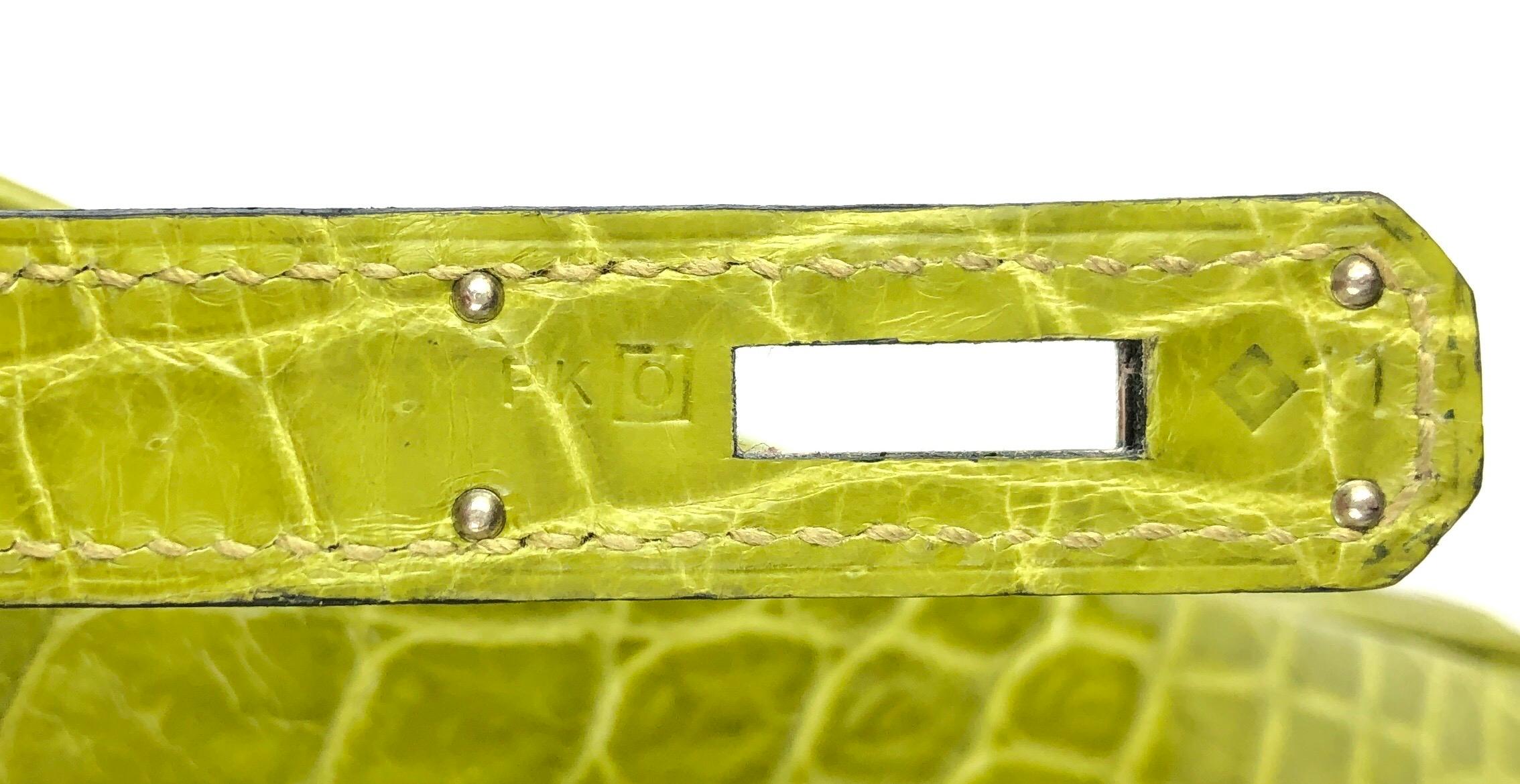 Hermes Birkin 35 Vert Anis Green Crocodile Palladium Hardware  1