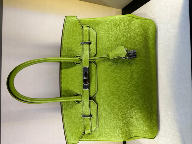 Hermes Birkin 30CM Vernis Anis Green Togo Palladium Hardwear