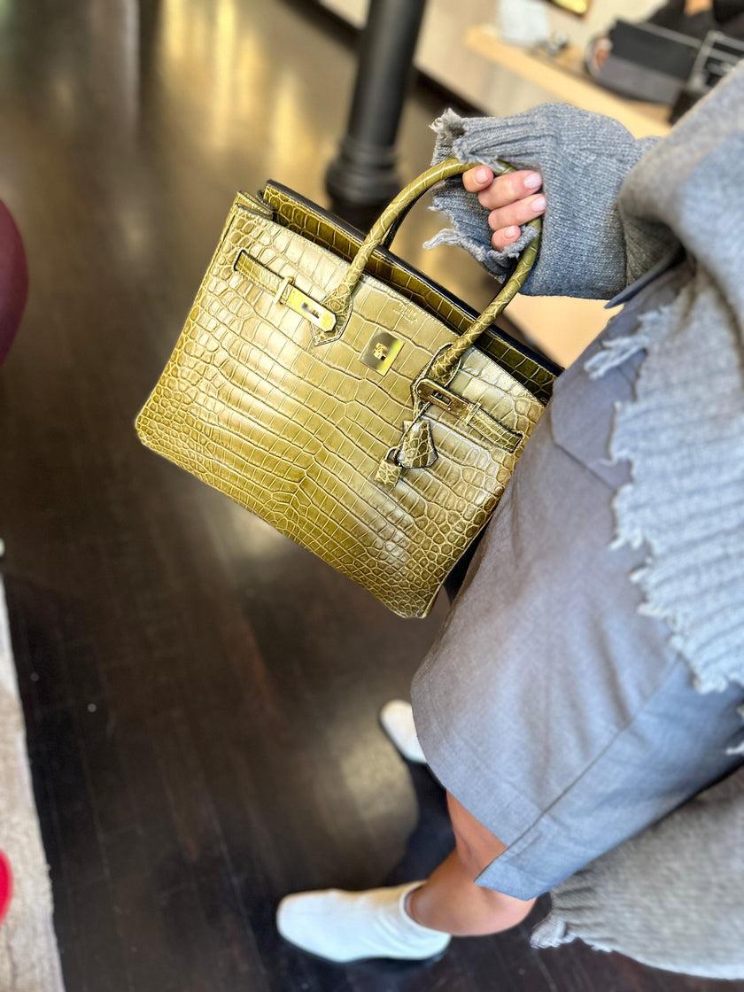Hermès Birkin 35 Vert Olive Semi Matte Porosus Crocodile Gold Hardware ...