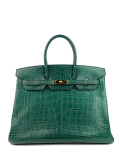Hermes Birkin 35 Vert Titien Dark Green Matte Alligator Gold Hardware