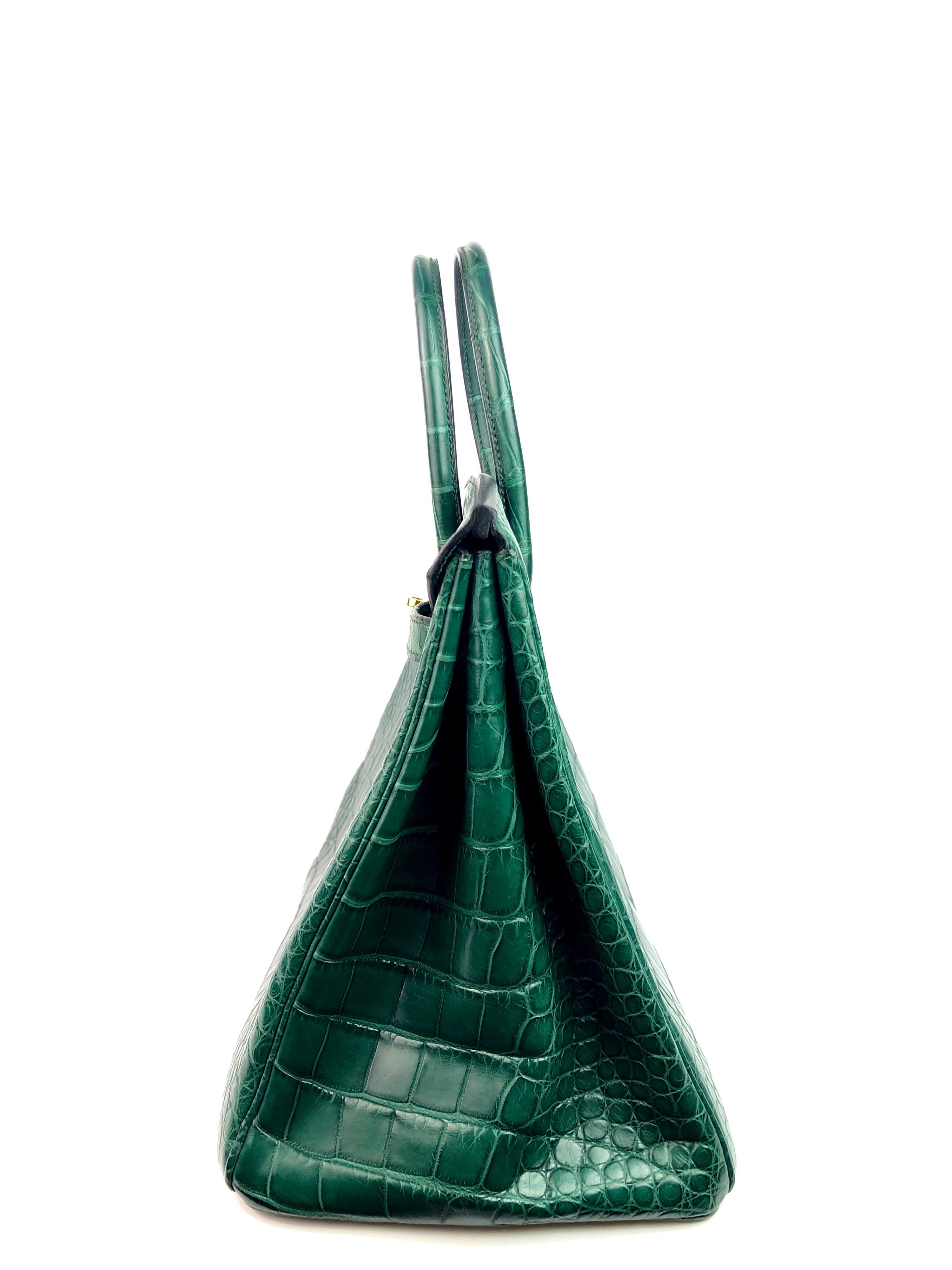 Hermes Birkin 35 Vert Titien Verde Scuro Alligatore Opaco Hardware Oro 1