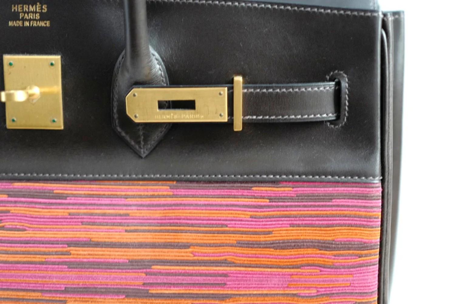 HERMES Birkin 35 Vibrato In Orange/Fuchsia With Havanne In Box Calfskin  Gold HW For Sale 9