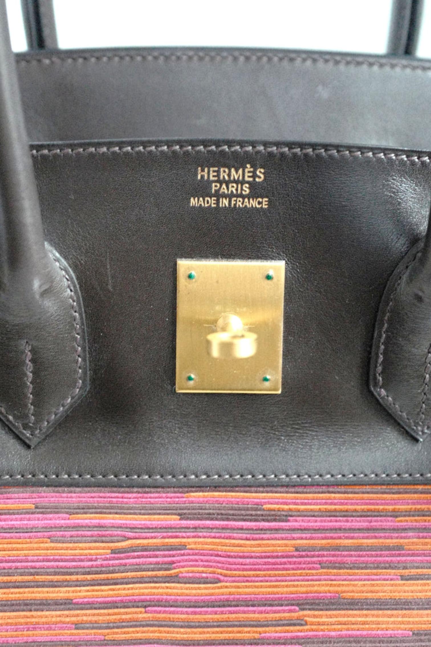 HERMES Birkin 35 Vibrato In Orange/Fuchsia With Havanne In Box Calfskin  Gold HW For Sale 13