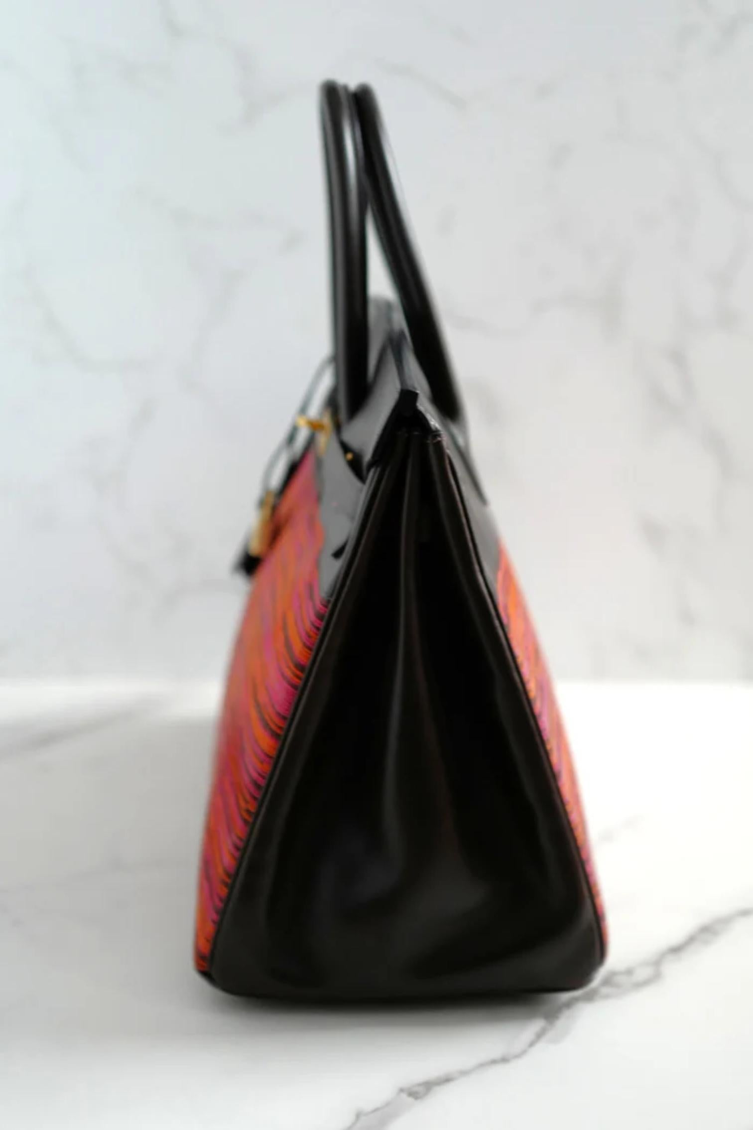 Women's HERMES Birkin 35 Vibrato In Orange/Fuchsia With Havanne In Box Calfskin  Gold HW For Sale