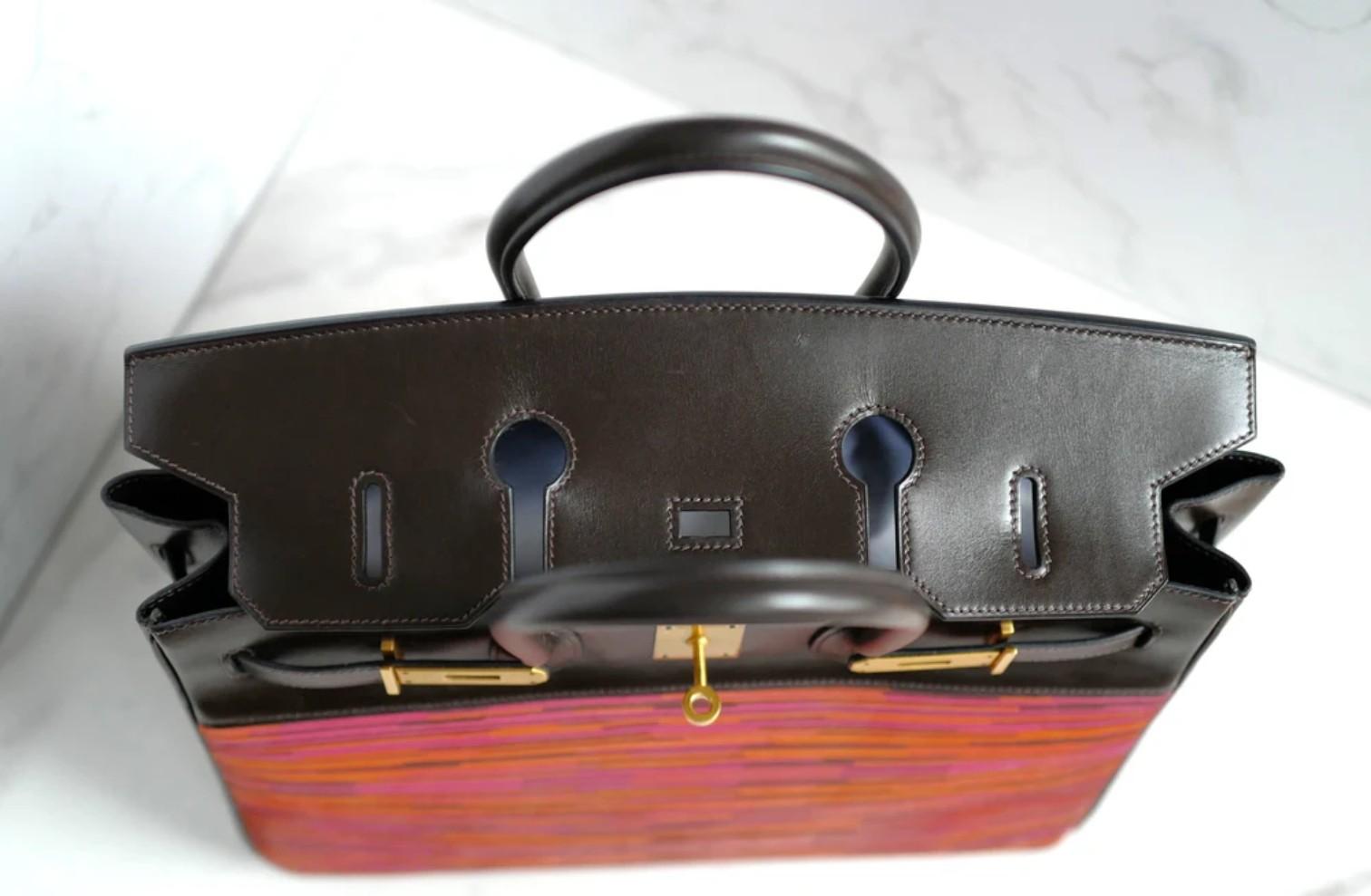 HERMES Birkin 35 Vibrato In Orange/Fuchsia With Havanne In Box Calfskin  Gold HW For Sale 1