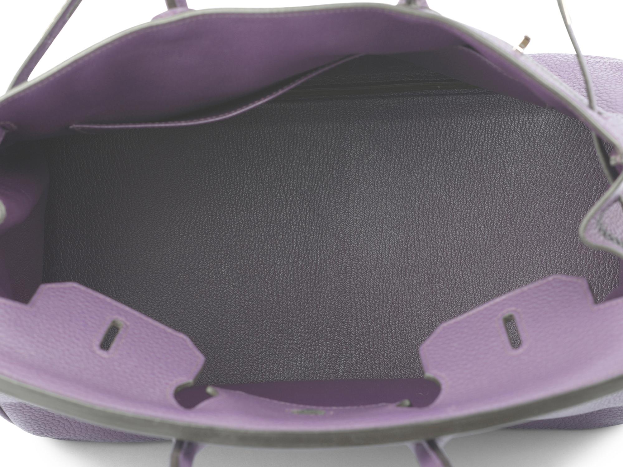 Hermès Birkin 35 Violet Togo Palladium en venta 6