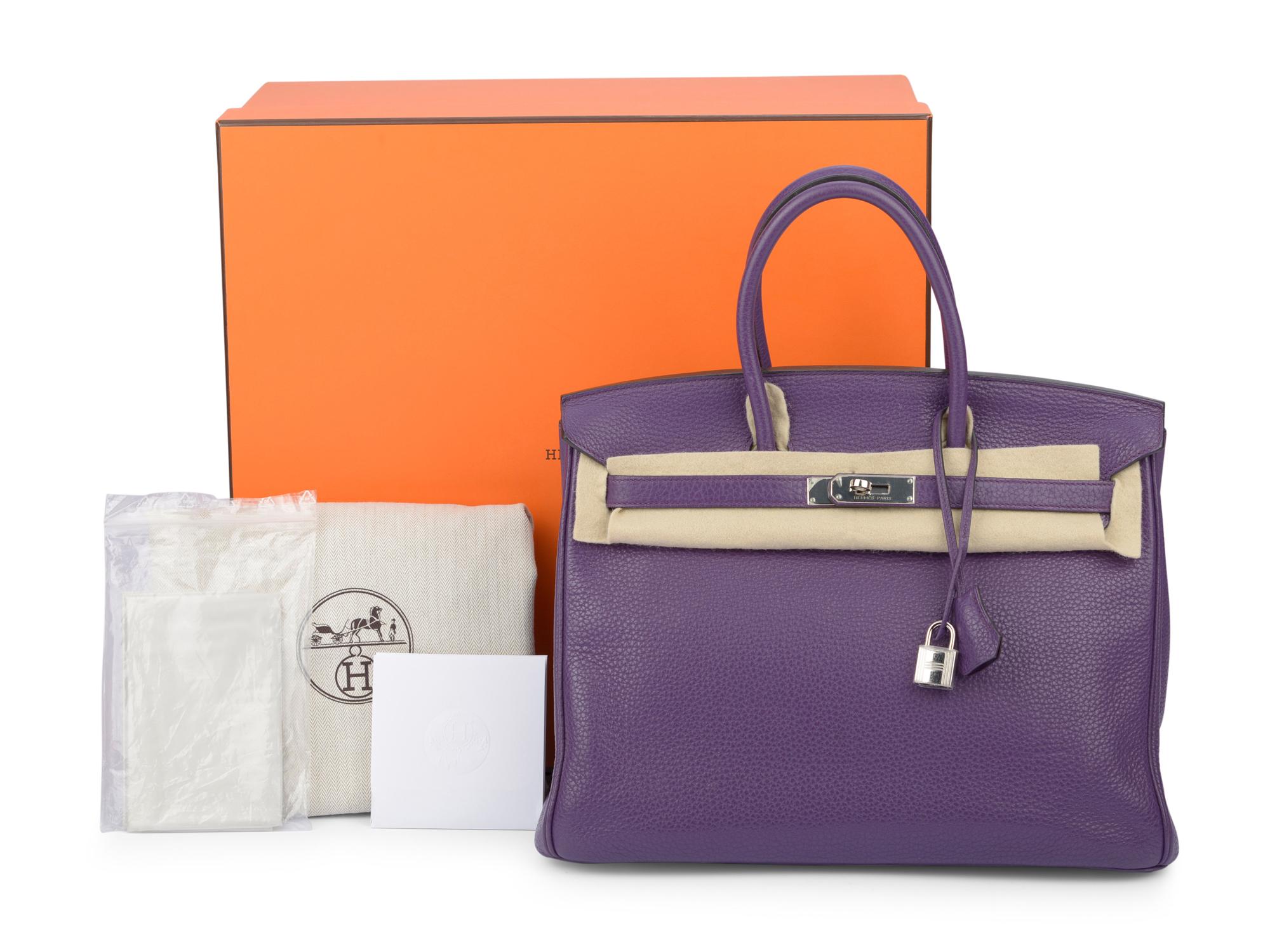 Hermès Birkin 35 Violet Togo Palladium en venta 7