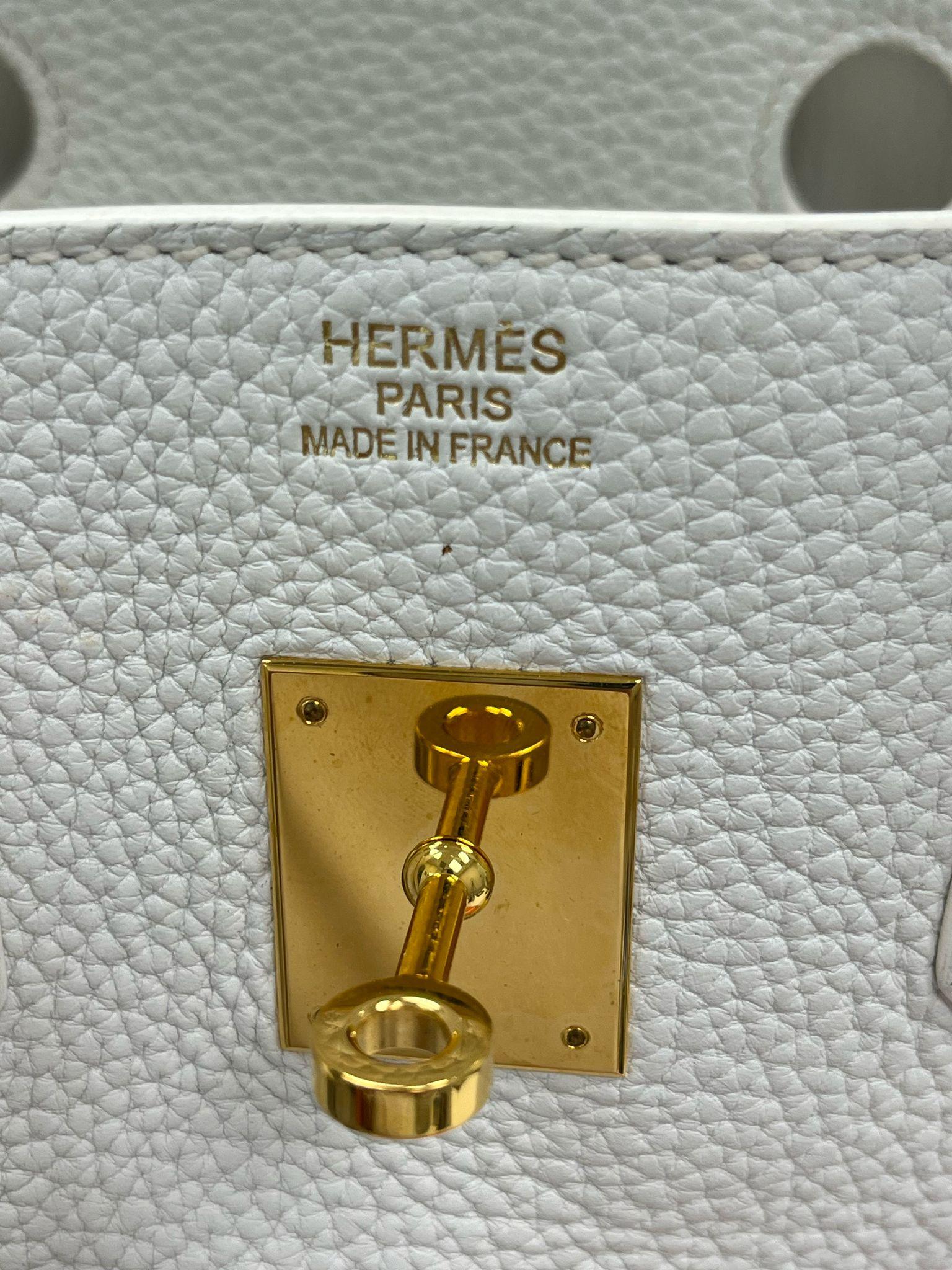 Hermes Birkin 35 White Clemence Gold Hardware With Lock Keys and Certificate For Sale 12