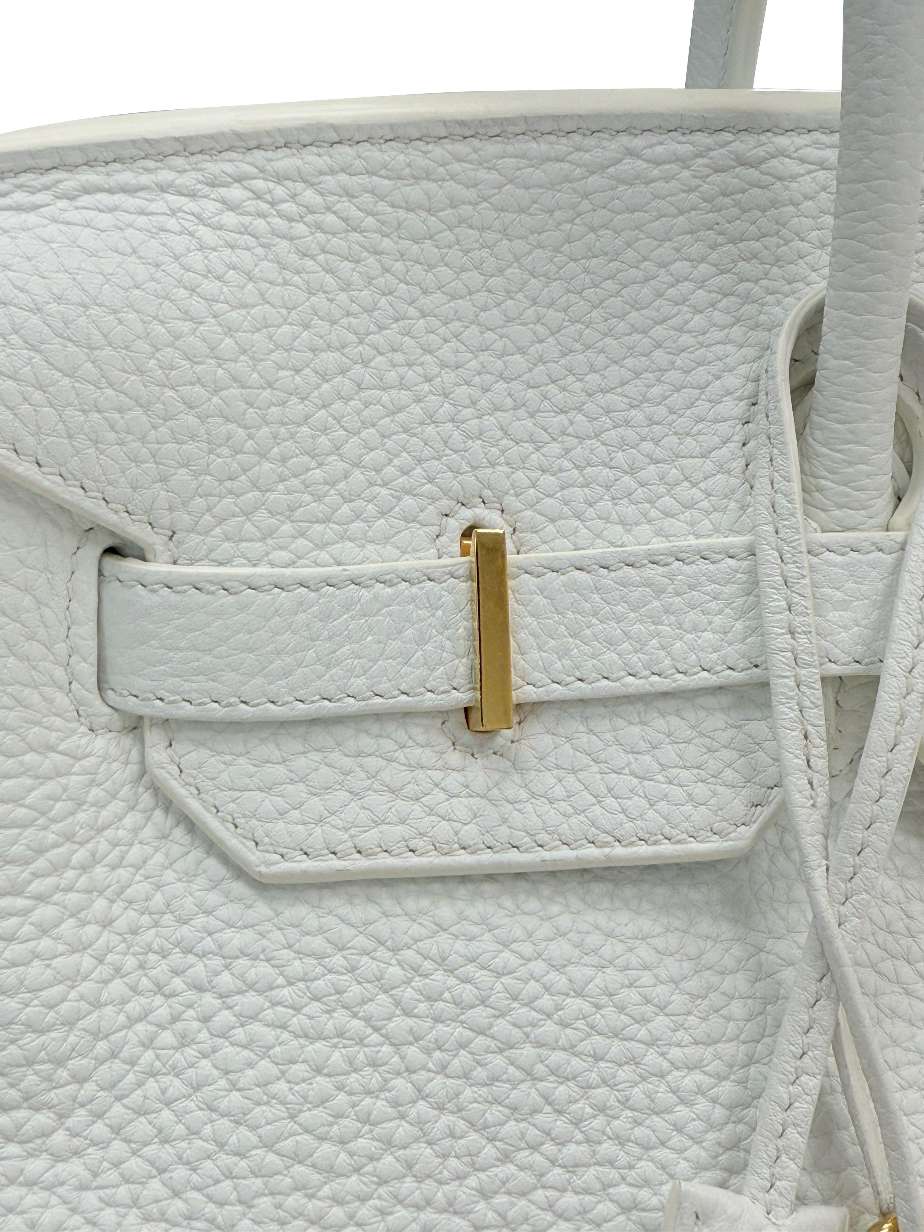 Hermes Birkin 35 Weiß Clemence Leder mit Gold Hardware Handtasche im Angebot 5