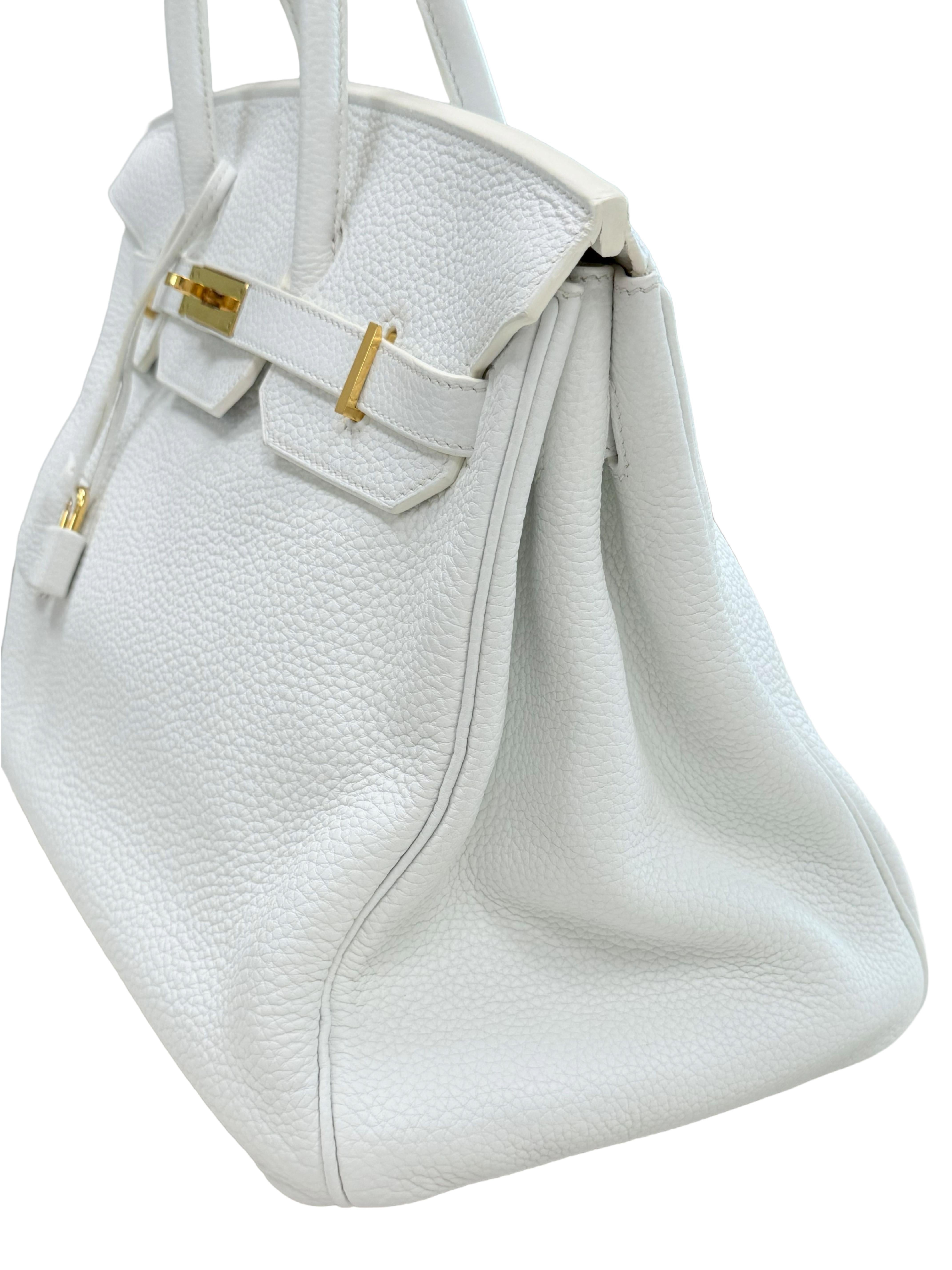 Hermes Birkin 35 Weiß Clemence Leder mit Gold Hardware Handtasche im Angebot 6