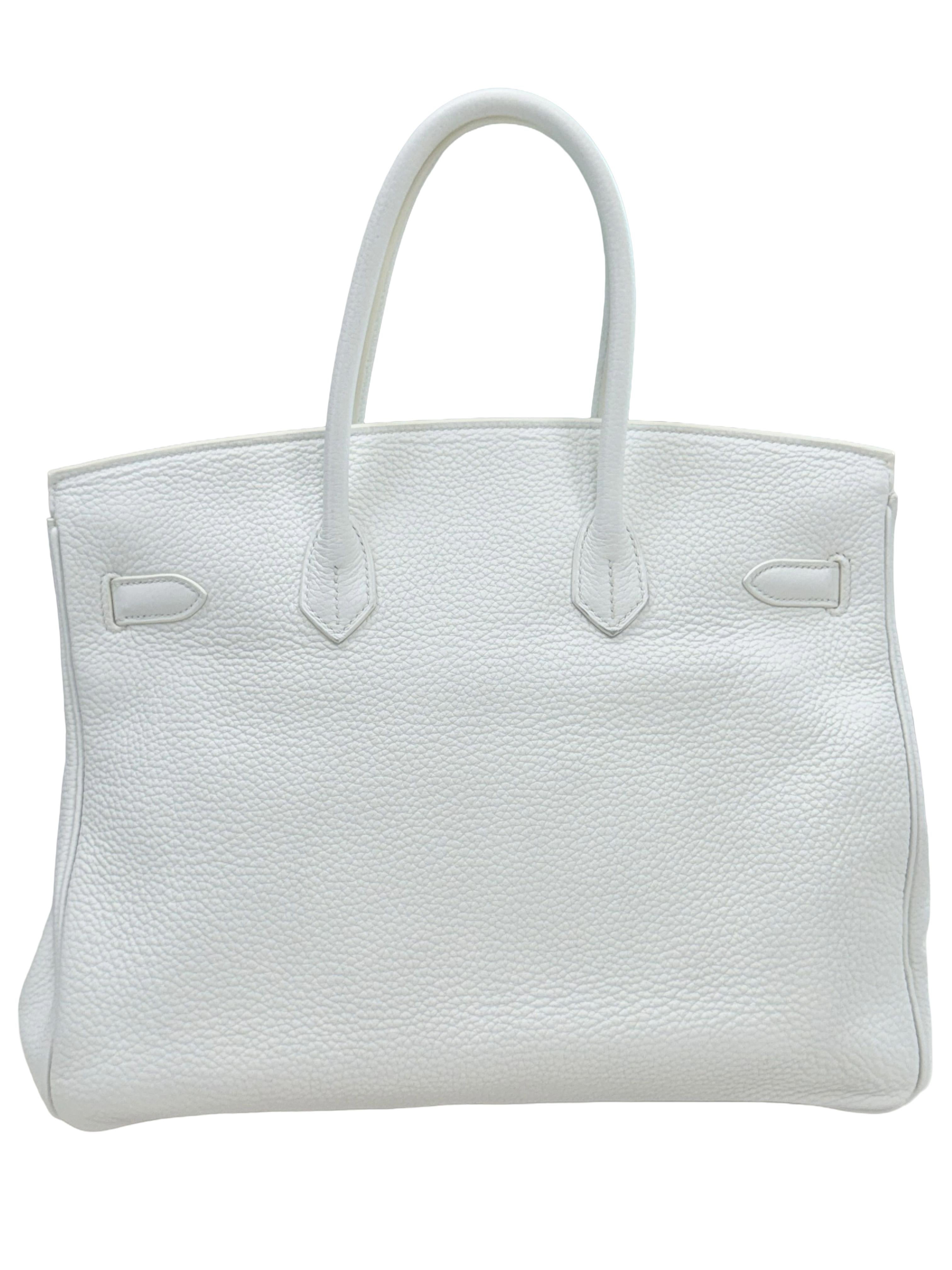 Hermes Birkin 35 Weiß Clemence Leder mit Gold Hardware Handtasche im Angebot 7