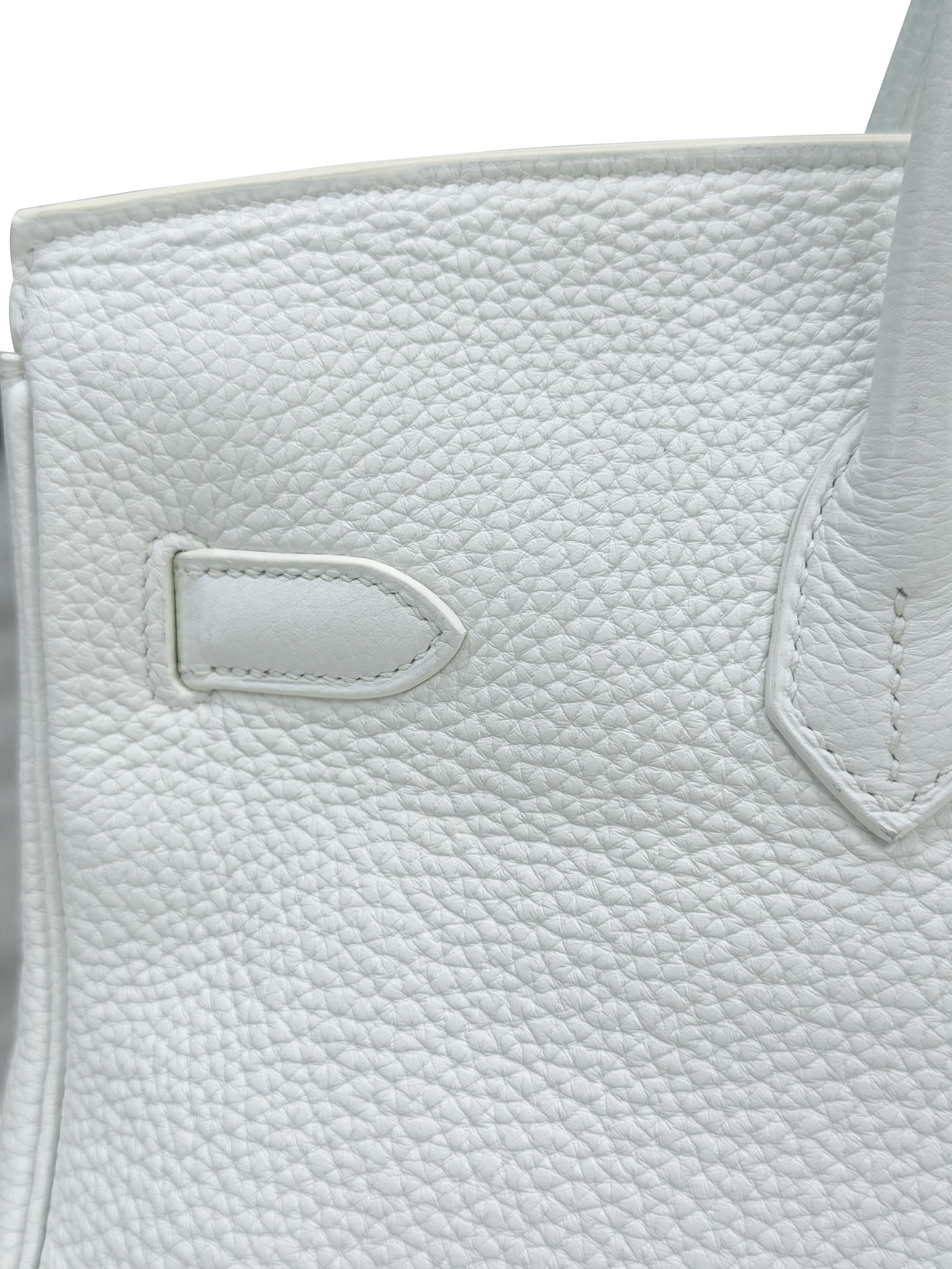 Hermes Birkin 35 Weiß Clemence Leder mit Gold Hardware Handtasche im Angebot 8