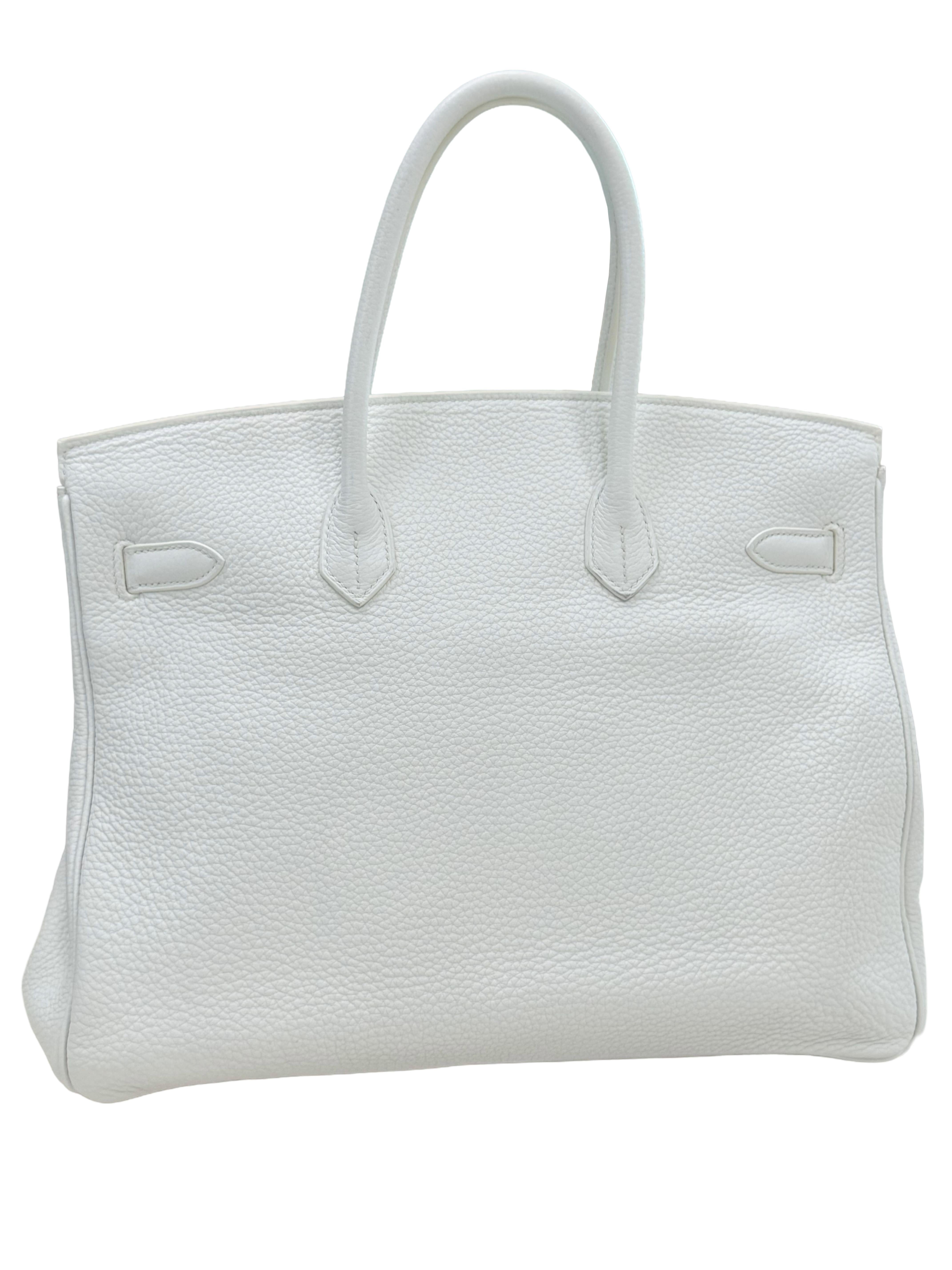 Hermes Birkin 35 Weiß Clemence Leder mit Gold Hardware Handtasche im Angebot 9