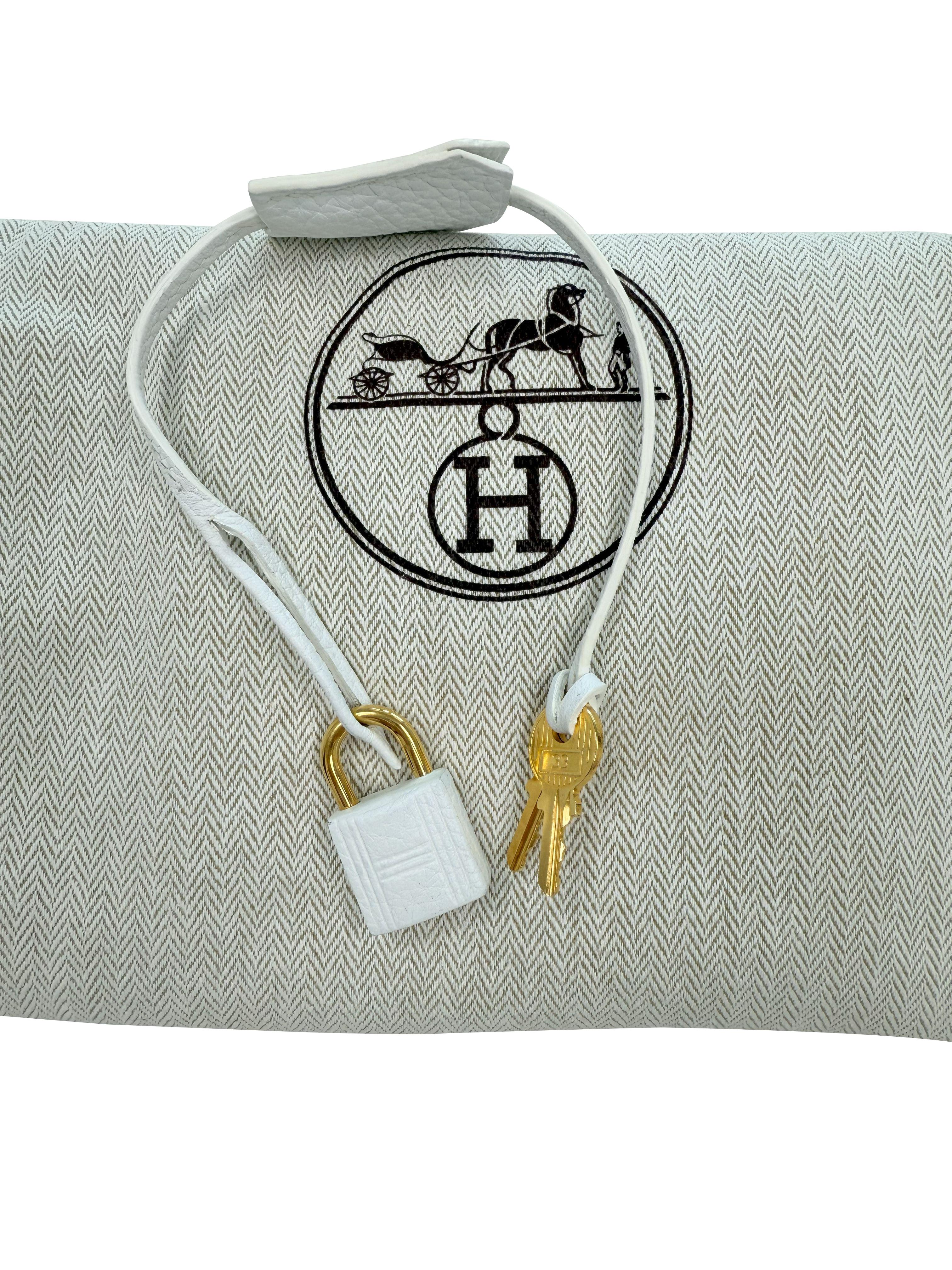 Hermes Birkin 35 Weiß Clemence Leder mit Gold Hardware Handtasche im Angebot 14