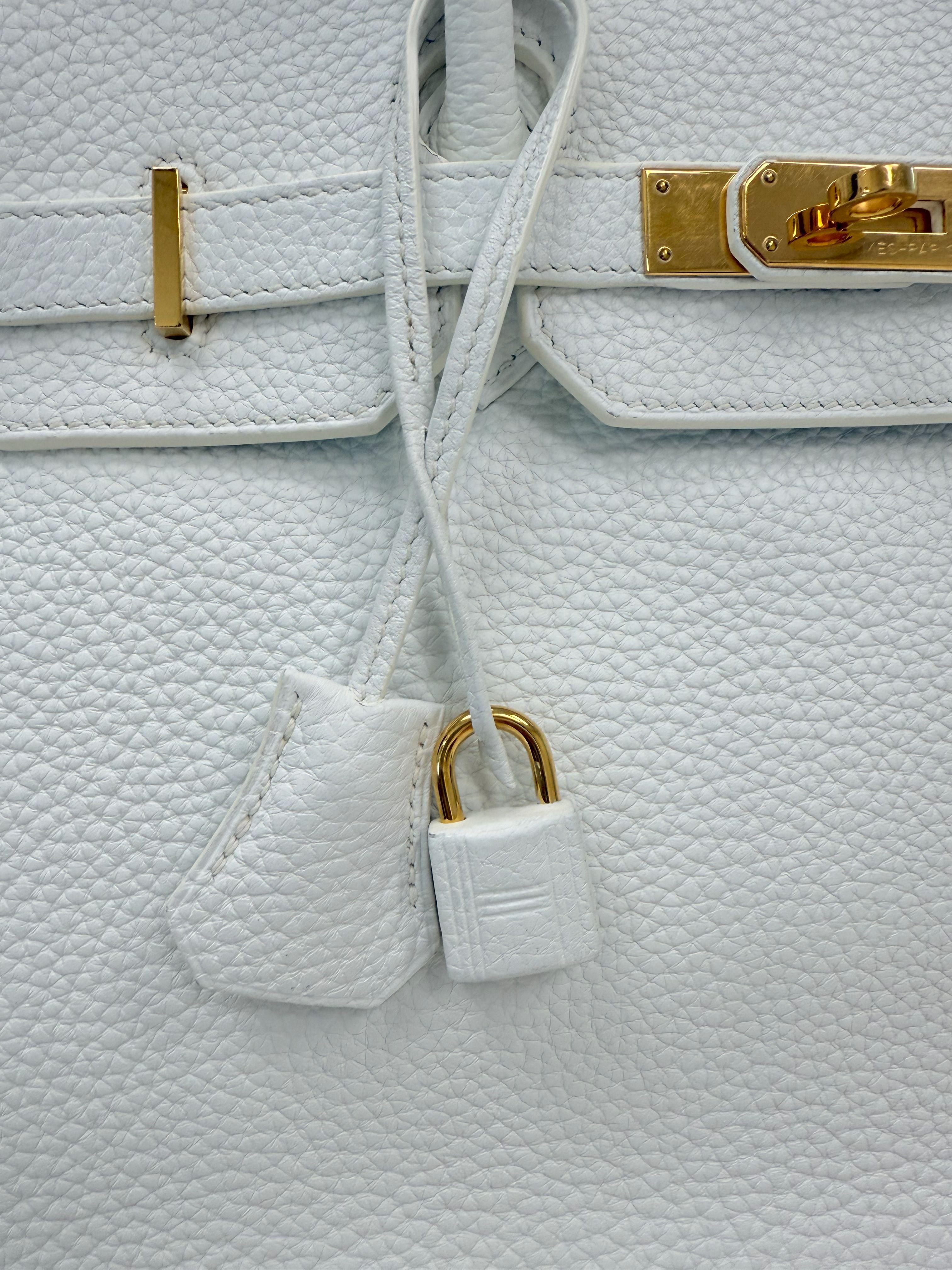 Hermes Birkin 35 Weiß Clemence Leder mit Gold Hardware Handtasche Damen im Angebot