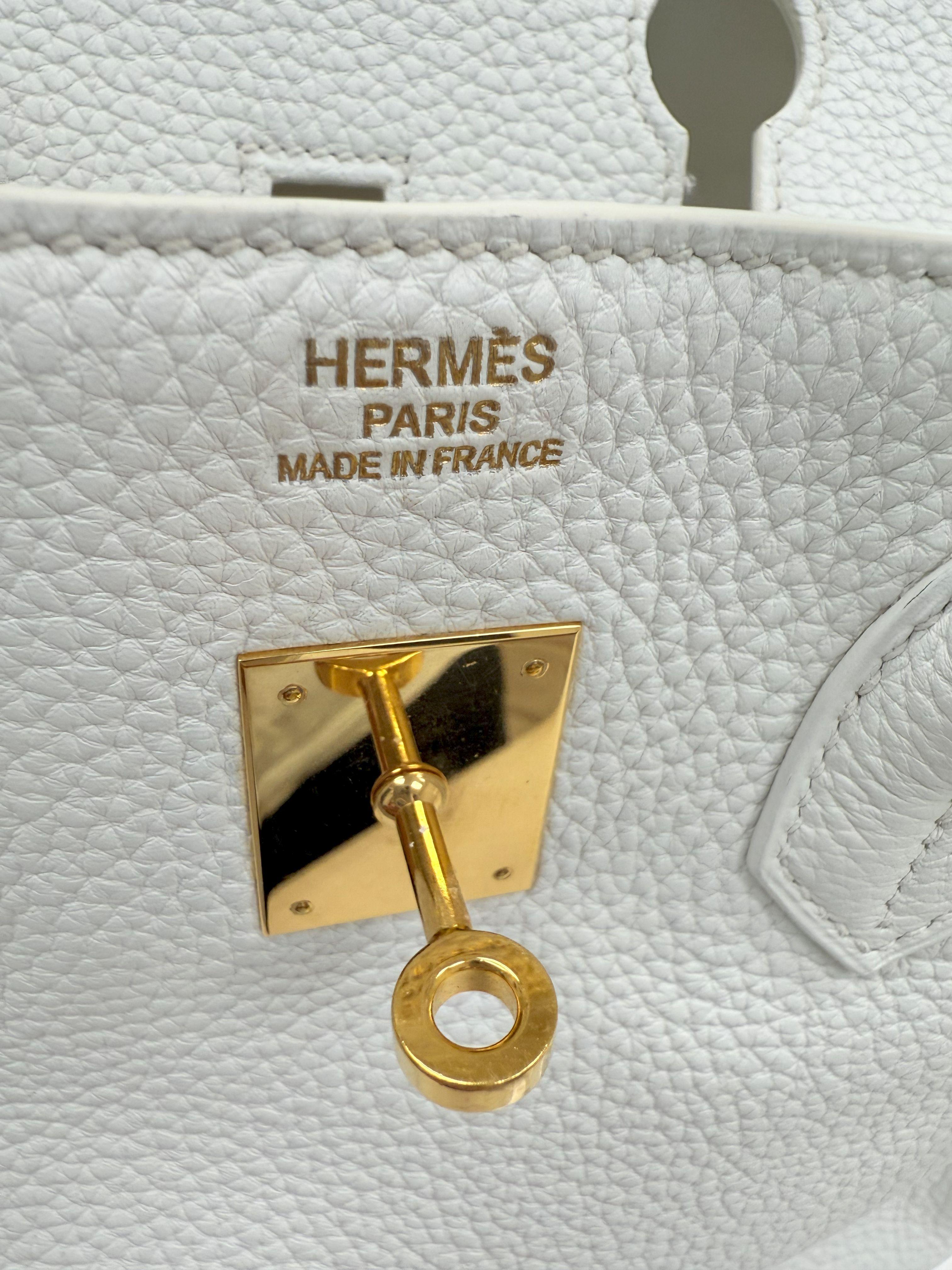 Hermes Birkin 35 Weiß Clemence Leder mit Gold Hardware Handtasche im Angebot 1