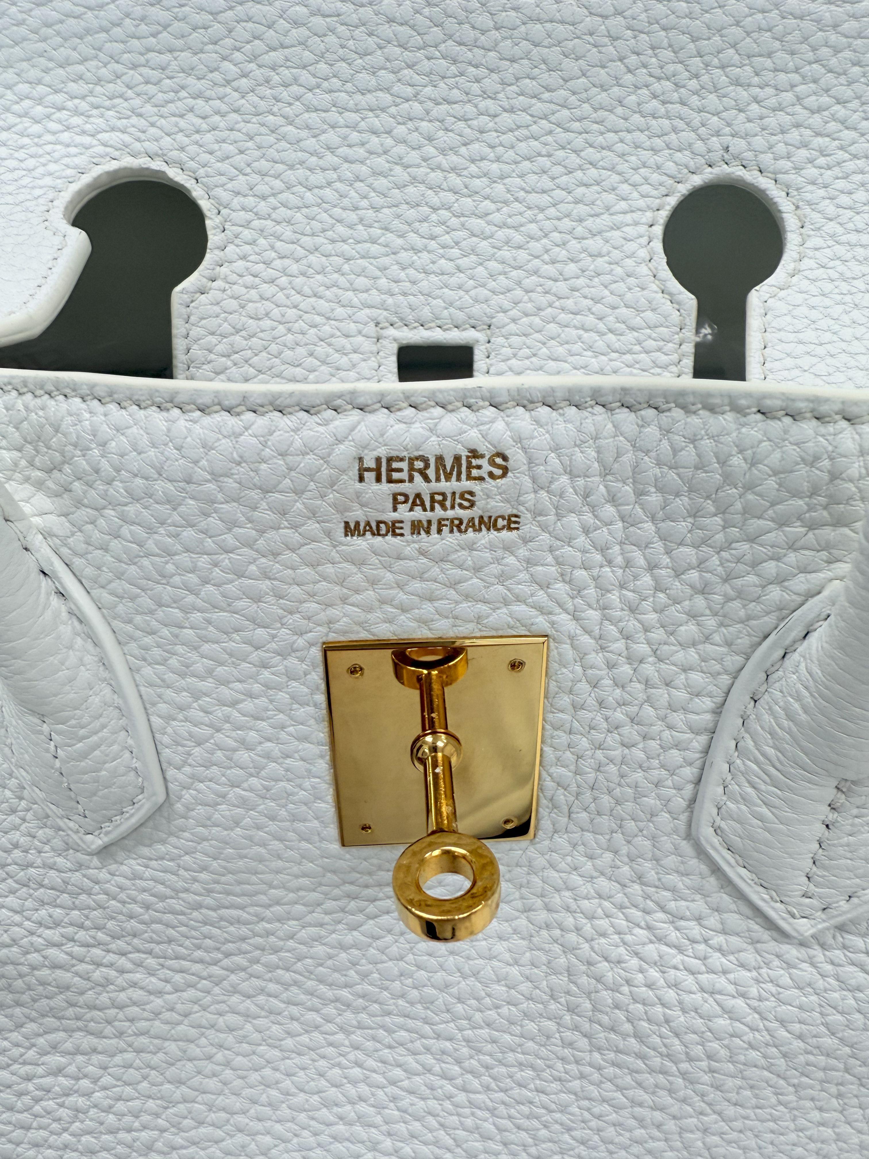 Hermes Birkin 35 Weiß Clemence Leder mit Gold Hardware Handtasche im Angebot 2