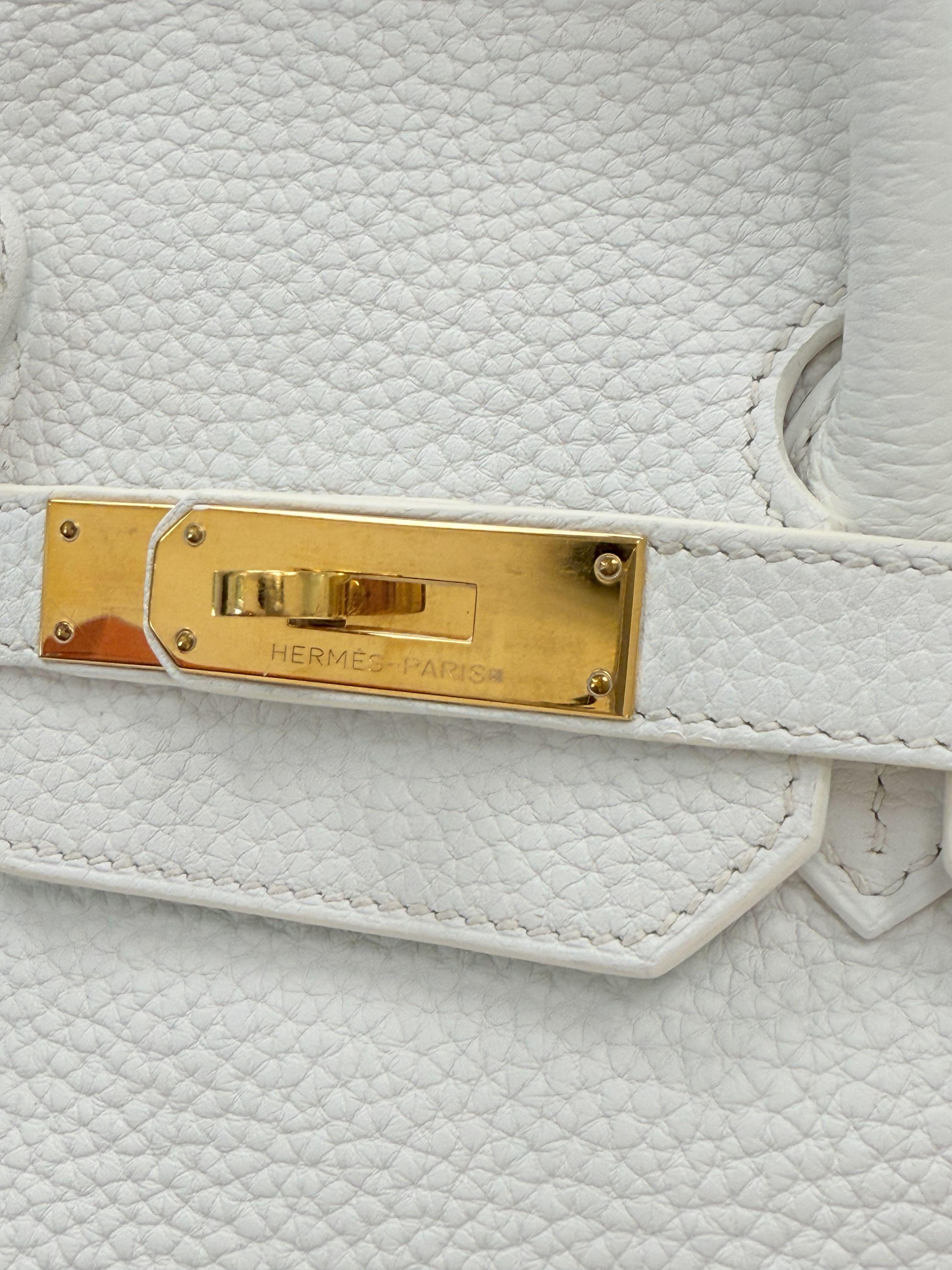 Hermes Birkin 35 Weiß Clemence Leder mit Gold Hardware Handtasche im Angebot 3
