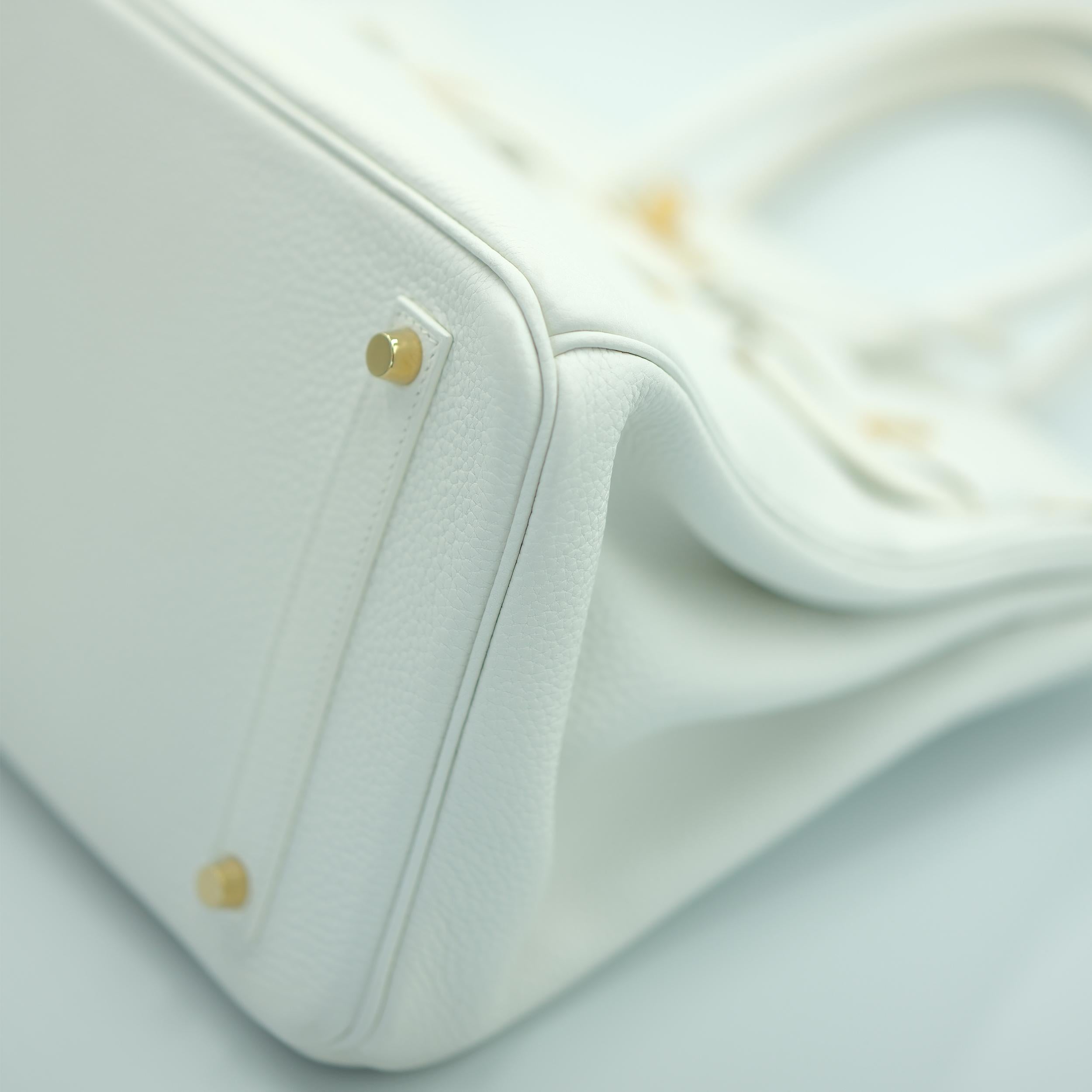 Hermes Birkin 35 Blanc Clémence avec décorations en or Pour femmes en vente