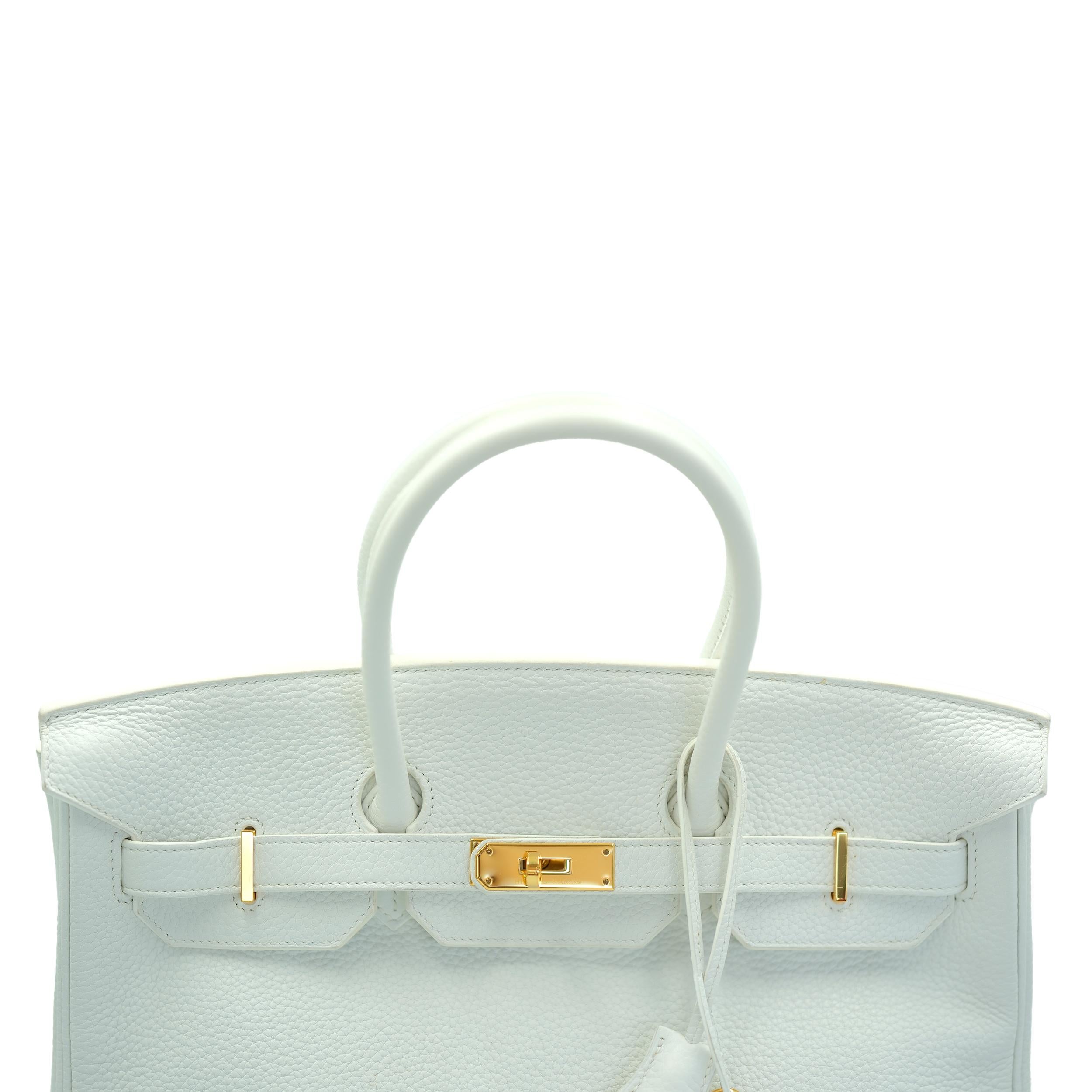 Hermes Birkin 35 Blanc Clémence avec décorations en or en vente 1