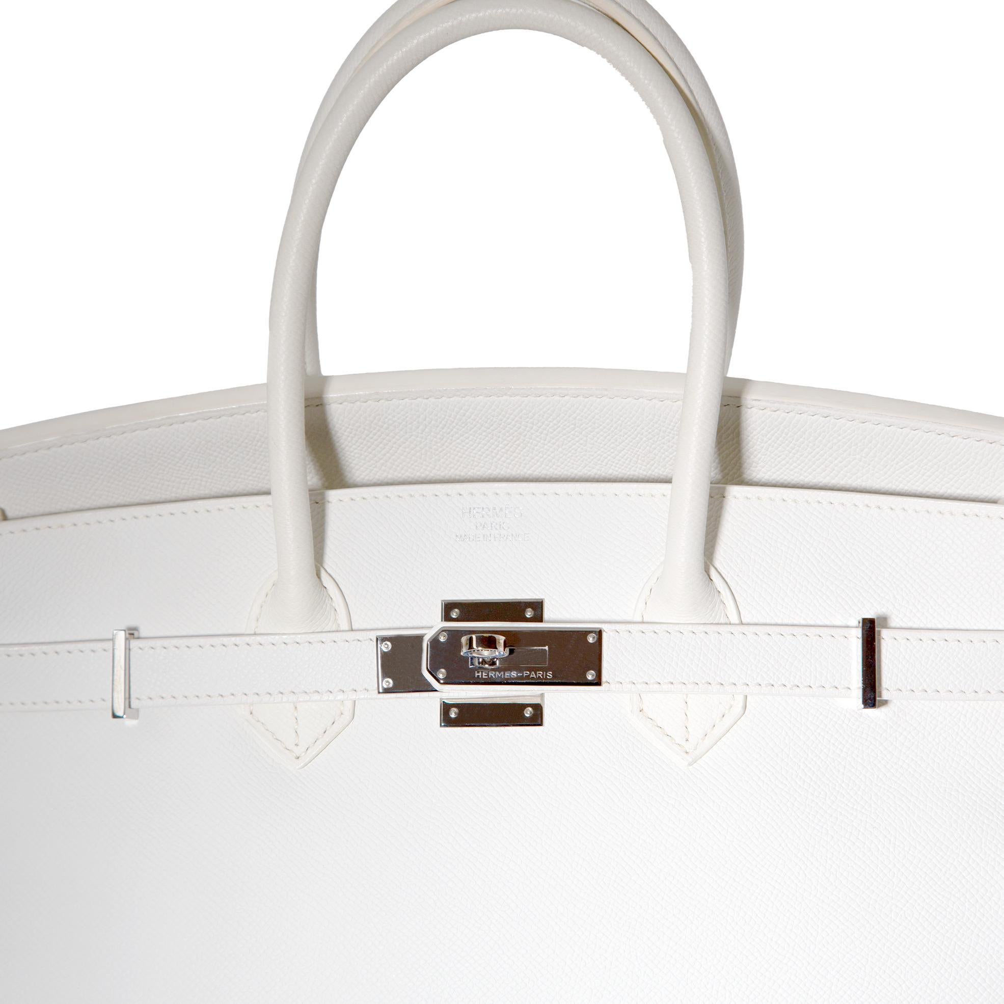 Women's or Men's Hermès Birkin 35 White Epsom PHW For Sale