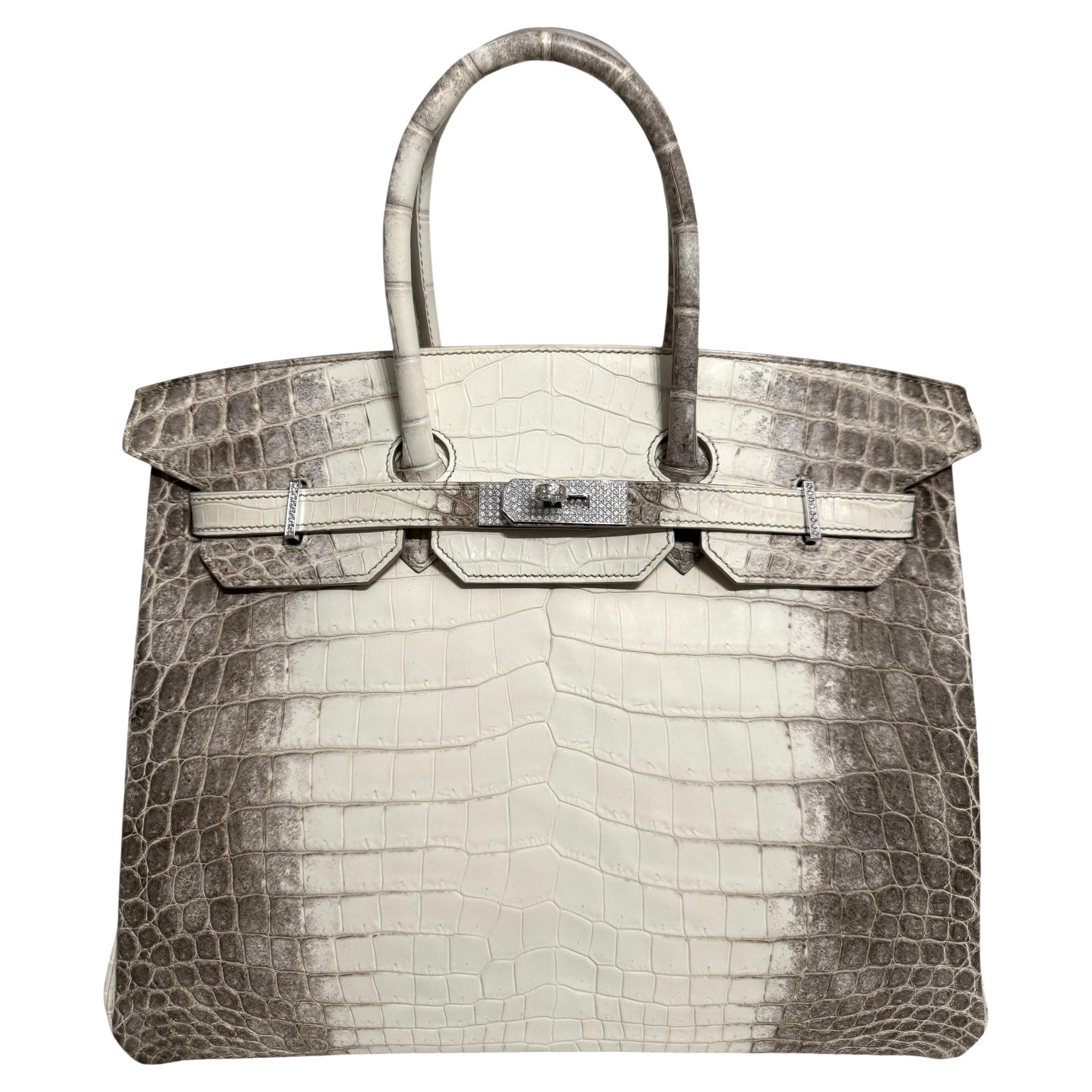 Hermes Birkin 35 White Matte Crocodile Diamond Himalayan 18K White Gold Hermes Birkin 35 White Matte Crocodile Diamond Himalayan 18K White Gold