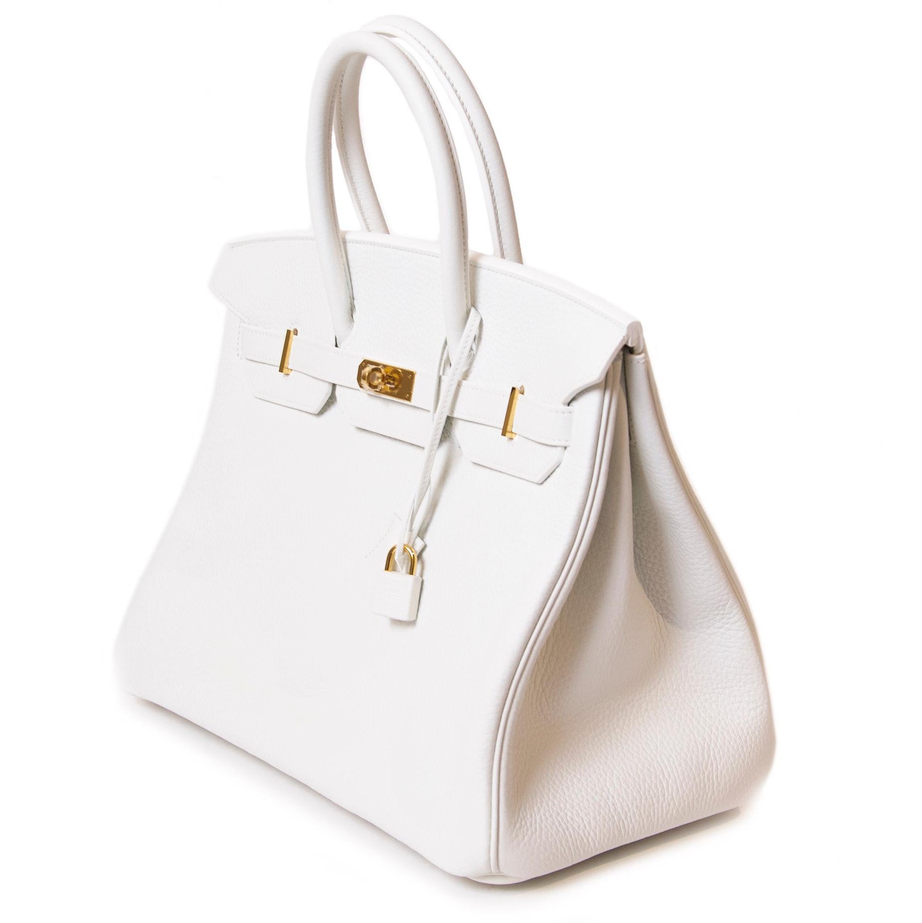 Hermès Birkin 35 White Taurillon Clemence GHW In New Condition In Antwerp, BE