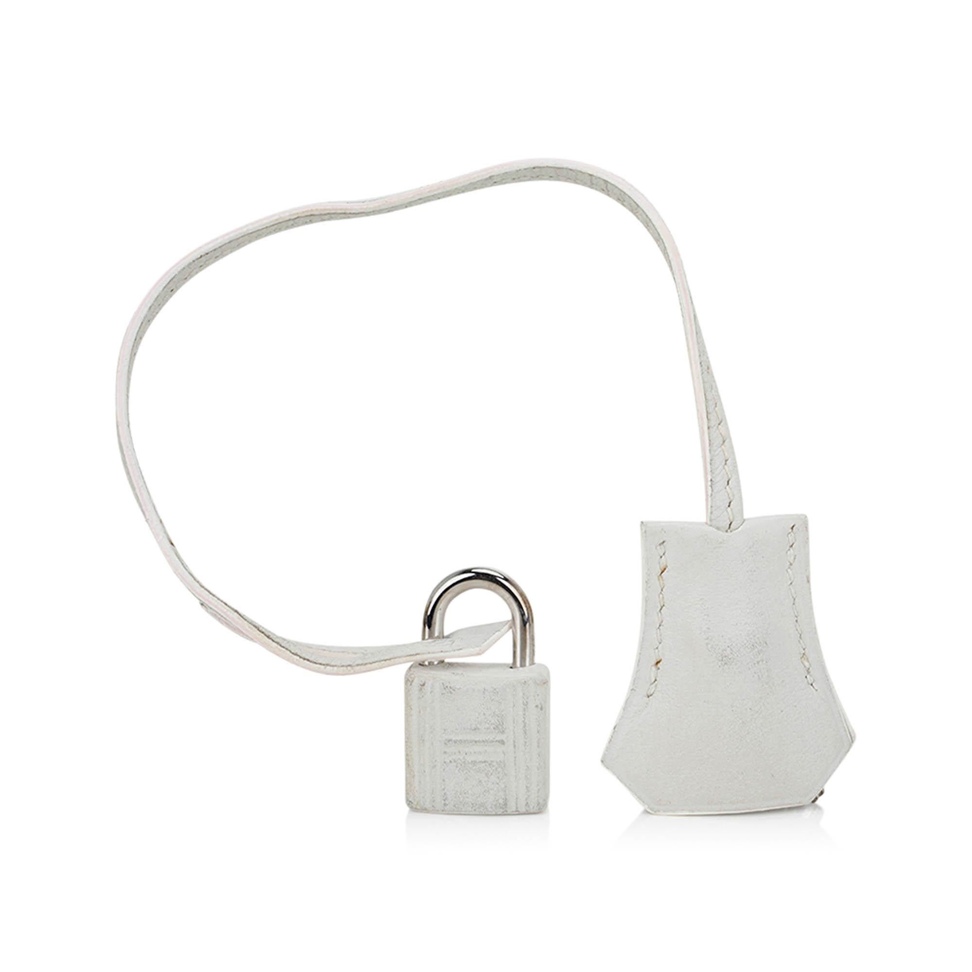 Hermes Birkin 35 White Toile Bag Swift Leather Palladium  For Sale 10