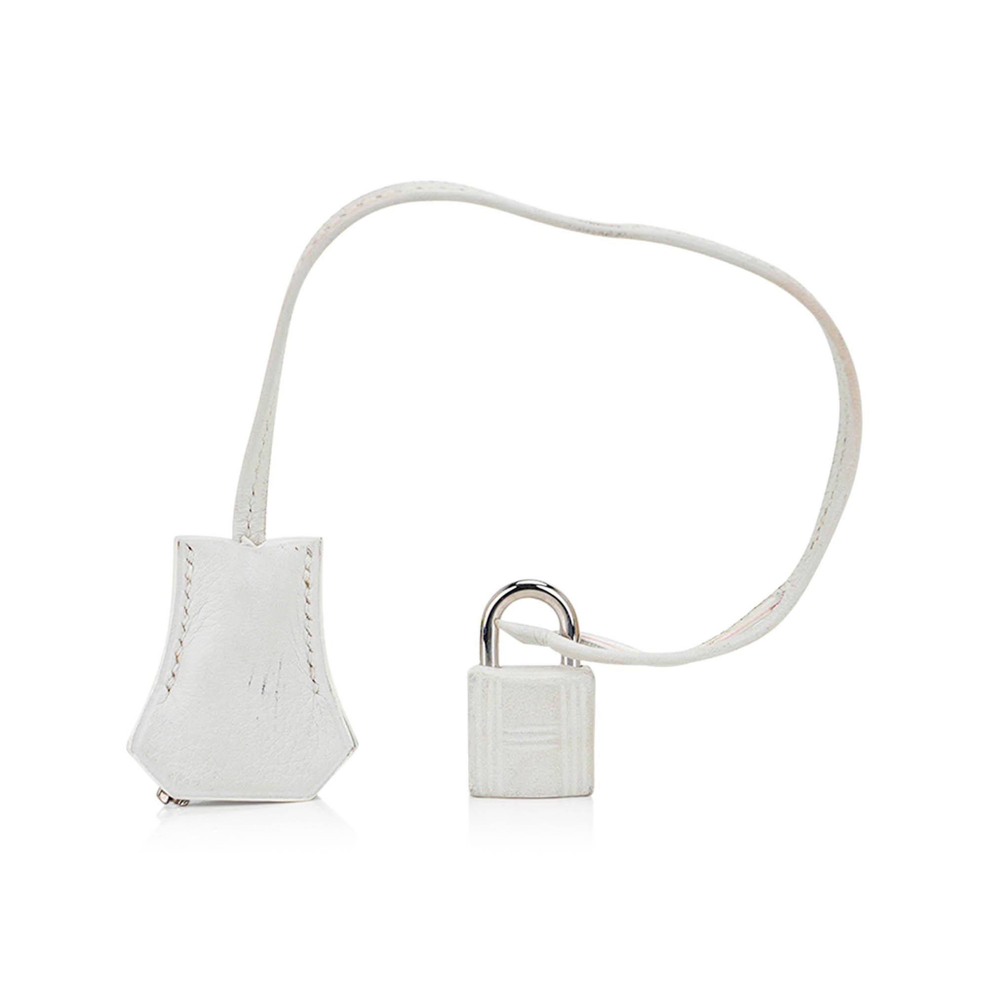 Hermes Birkin 35 White Toile Bag Swift Leather Palladium  en vente 9